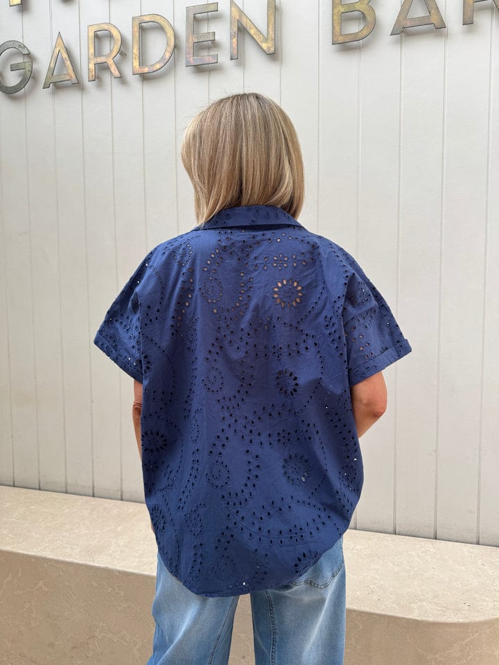 Buy 122215A - Sunnygirl - Broderie Shirt - Navy by Sunny Girl - at Hamish + Grace