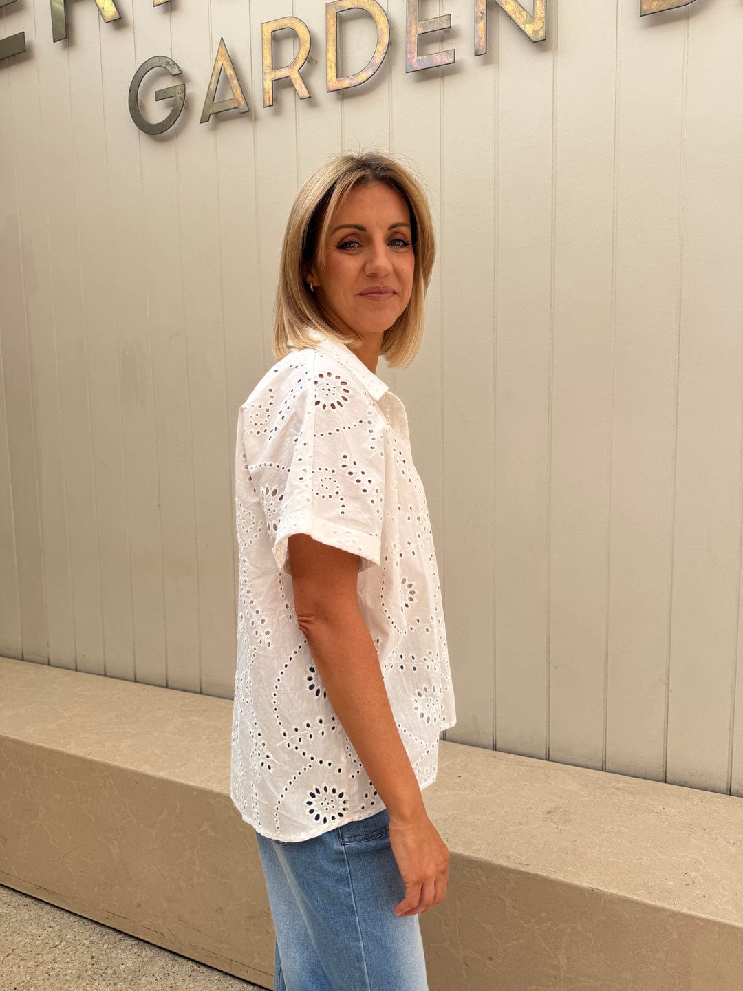 Buy 122215A - Sunnygirl - Broderie Shirt - White by Sunny Girl - at Hamish + Grace