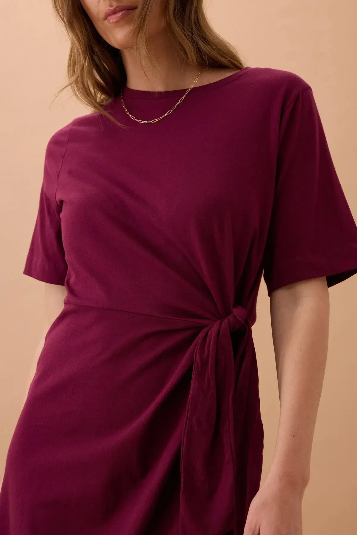 Buy Ceres - AGNES TIE MINI TEE DRESS/POMEGRANATE by Ceres Life - at Hamish + Grace