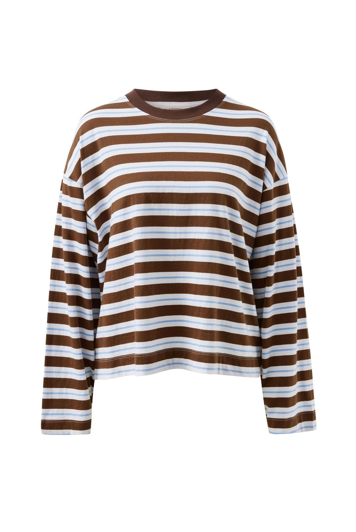 Buy Ceres - Beau Long Sleeve Slouchy Tee - cocoa sky blue stripe by Ceres Life - at Hamish + Grace