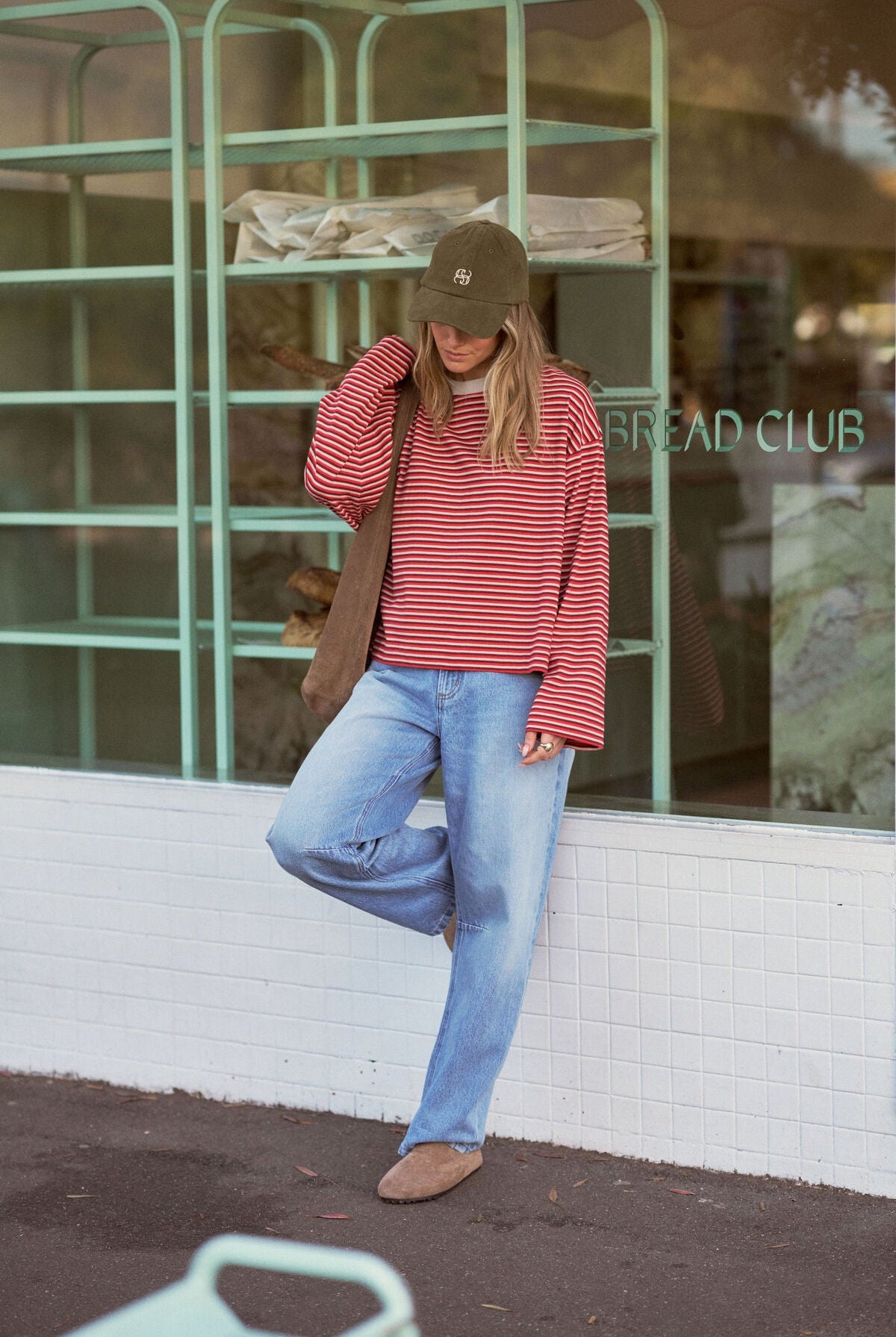 Buy Ceres - Beau Long Sleeve Slouchy Tee - mulberry/red/stone stripe by Ceres Life - at Hamish + Grace