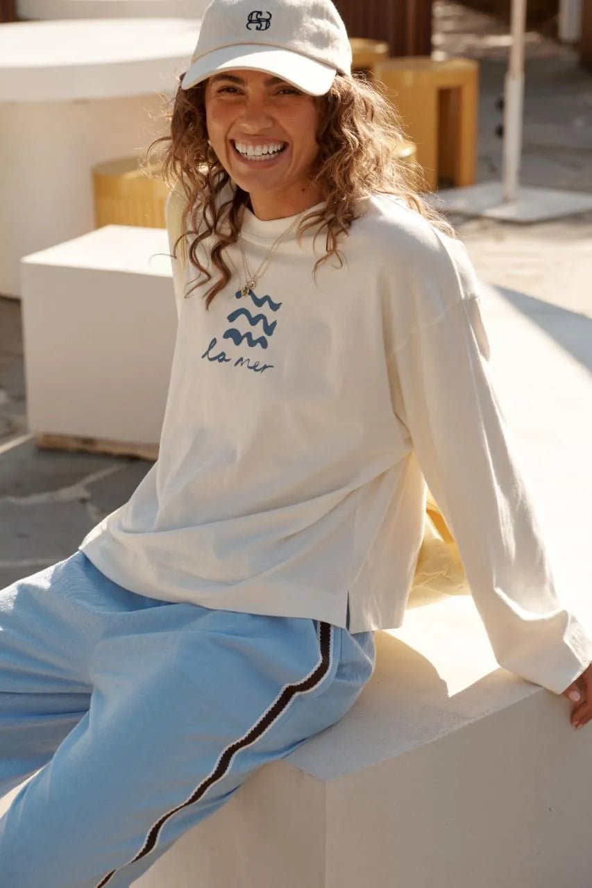 Buy Ceres - Beau Long Sleeve Slouchy Tee - Shell/Del Mar by Ceres Life - at Hamish + Grace