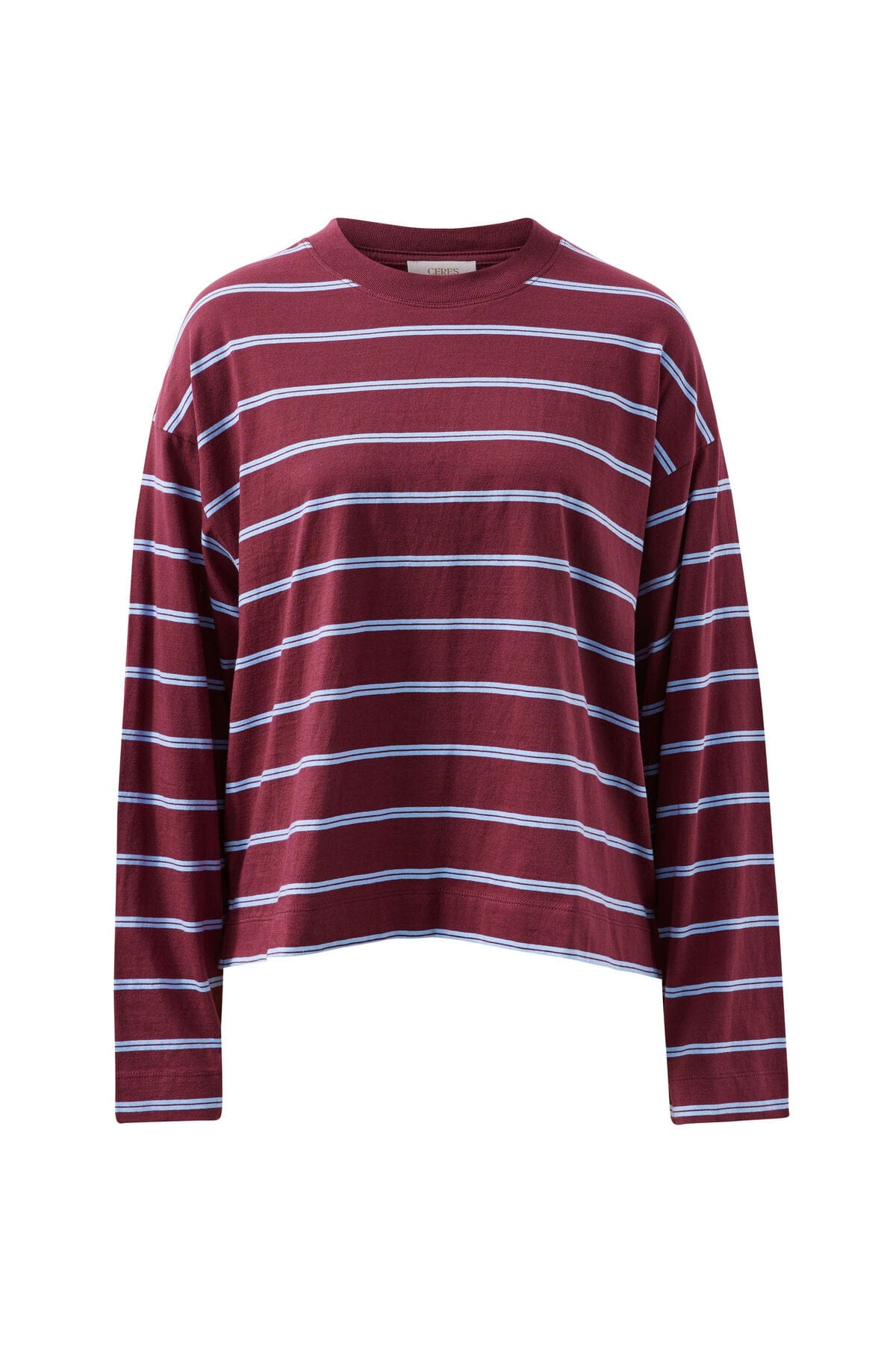 Buy Ceres Life - Beau Long Sleeve Slouchy Tee - Washed Burgundy/Sky Blue by Ceres Life - at Hamish + Grace