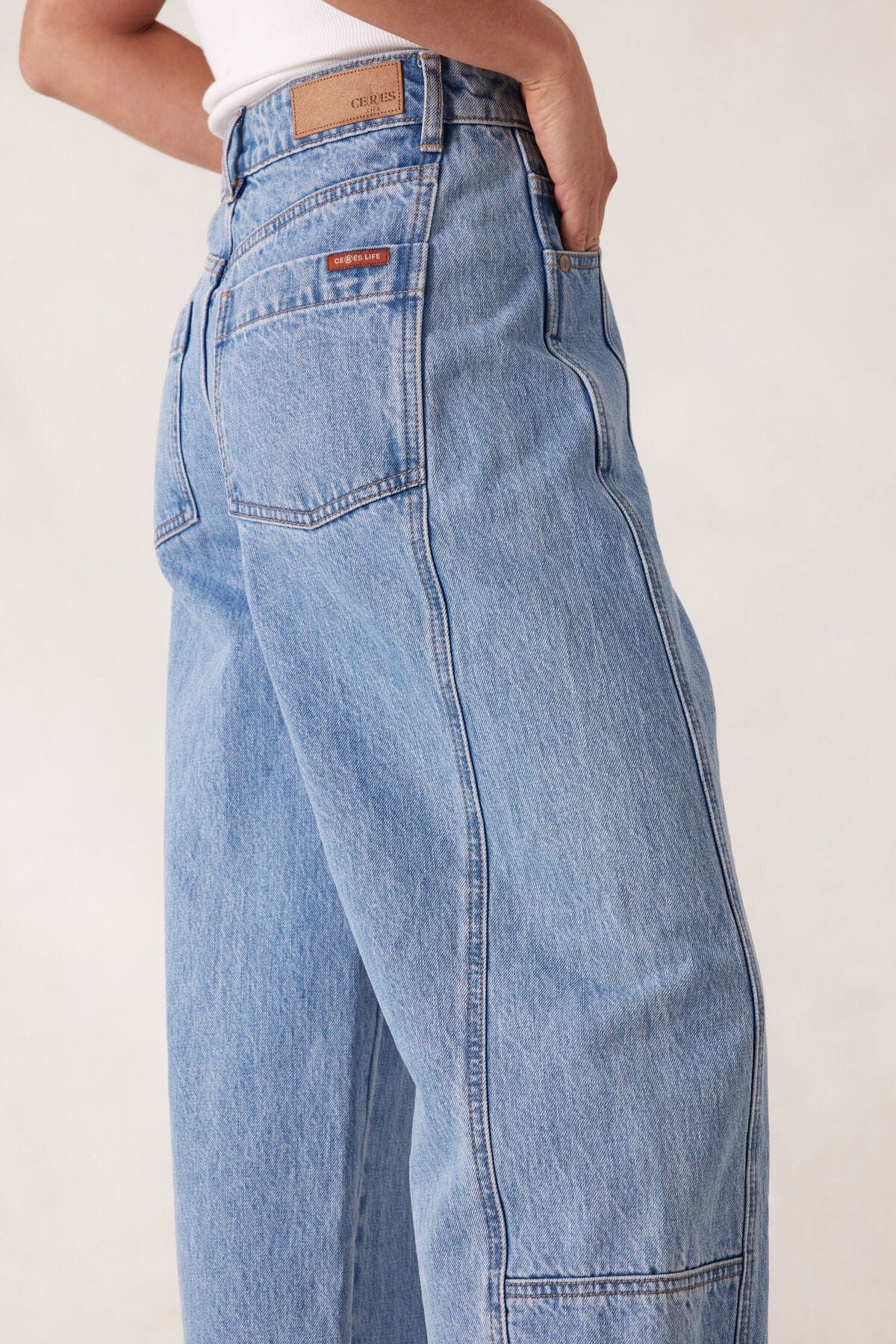 Buy Ceres Life - Darted Barrel Leg Jeans - Blue by Ceres Life - at Hamish + Grace