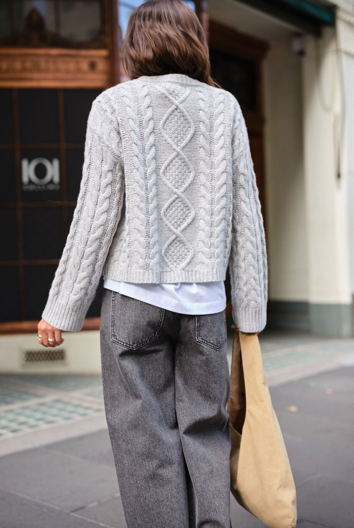 Buy Ceres Life - Enid Cable Knit Henley - silver marle by Ceres Life - at Hamish + Grace