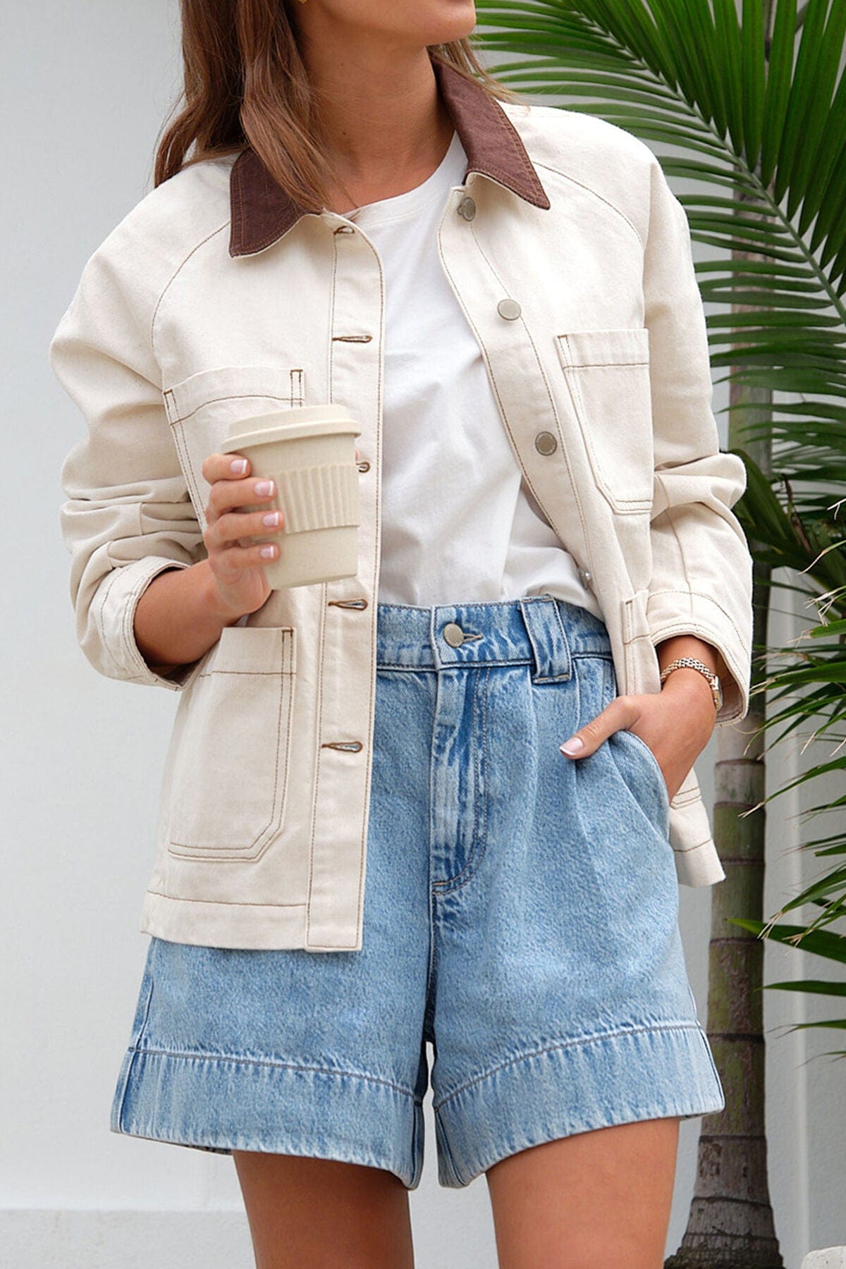 Ceres Life Fashion Ceres Life - Denim Barn Jacket - Natural Ecru