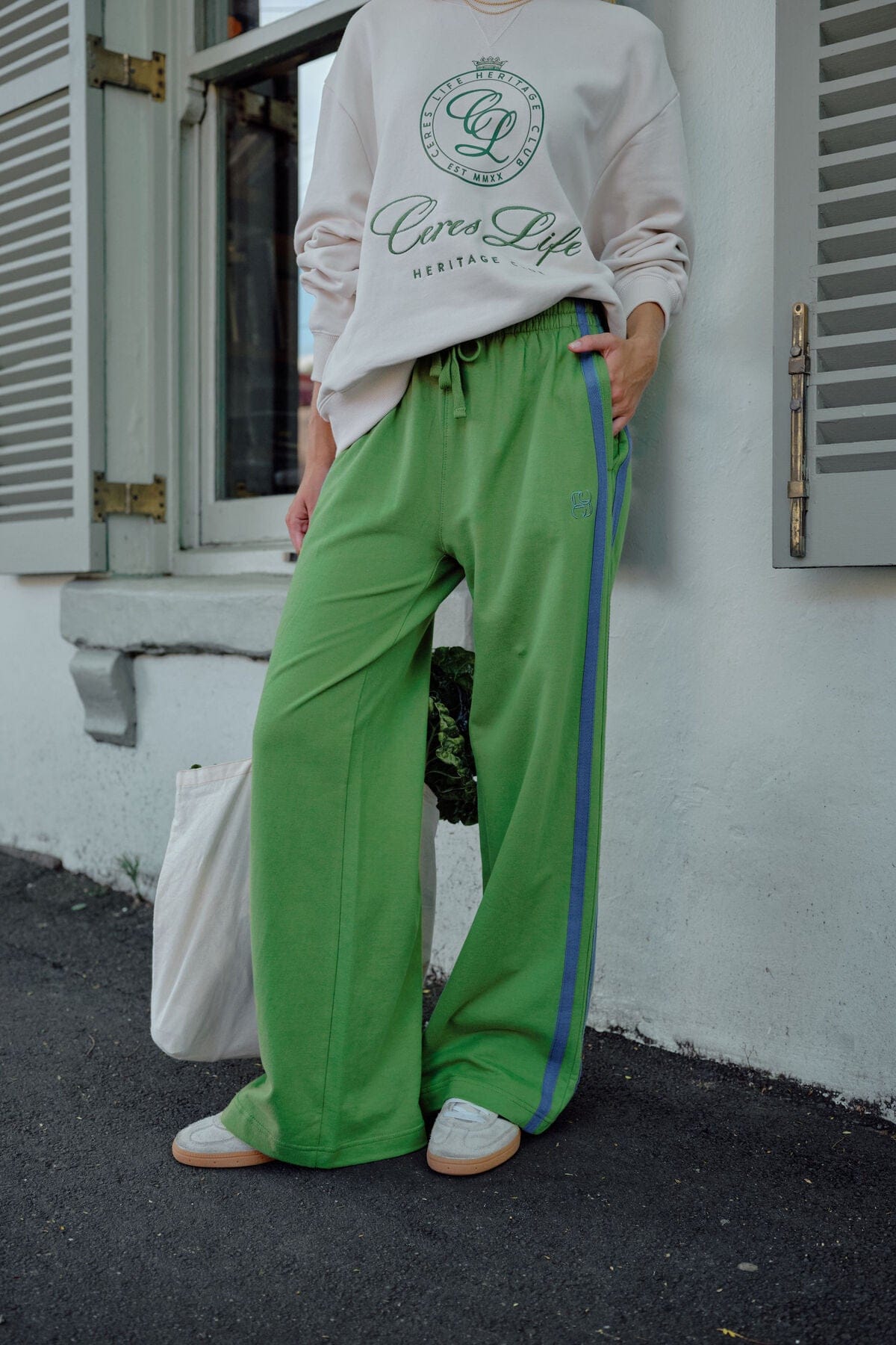 Ceres Life Fashion Ceres Life - Gigi Wide Leg Terry Track pant - Pistachio