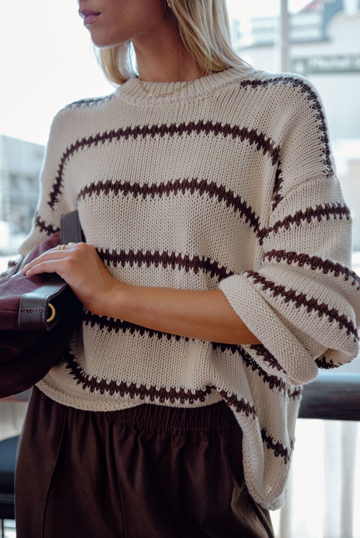 Ceres Life Fashion Ceres Life - Lila Oversized Knit Crew - Ecru