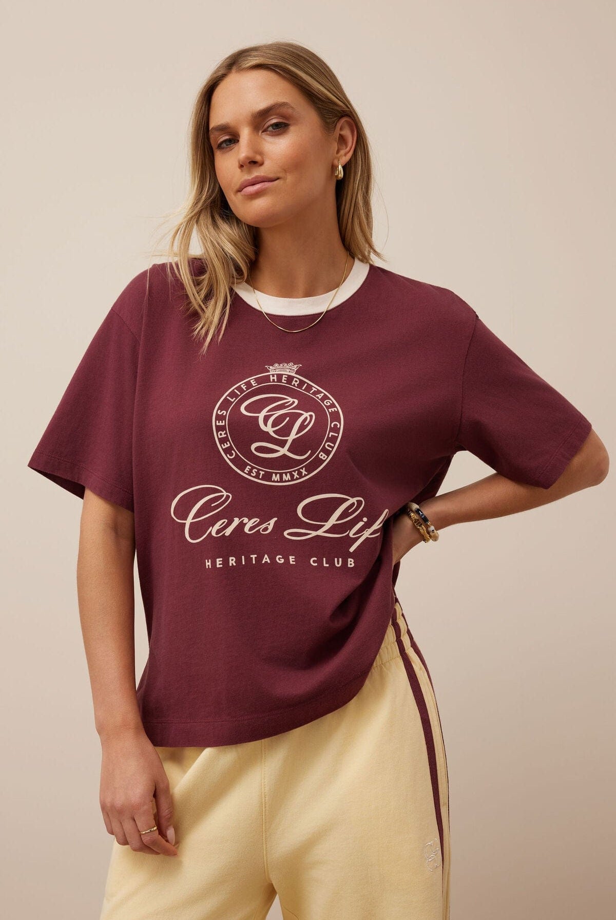 Ceres Life Fashion Ceres Life - Stevie Slouchy Tee - Burgundy
