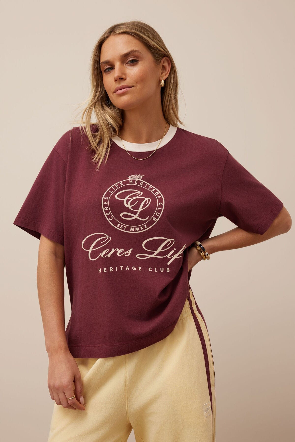 Ceres Life Fashion Ceres Life - Stevie Slouchy Tee - Burgundy