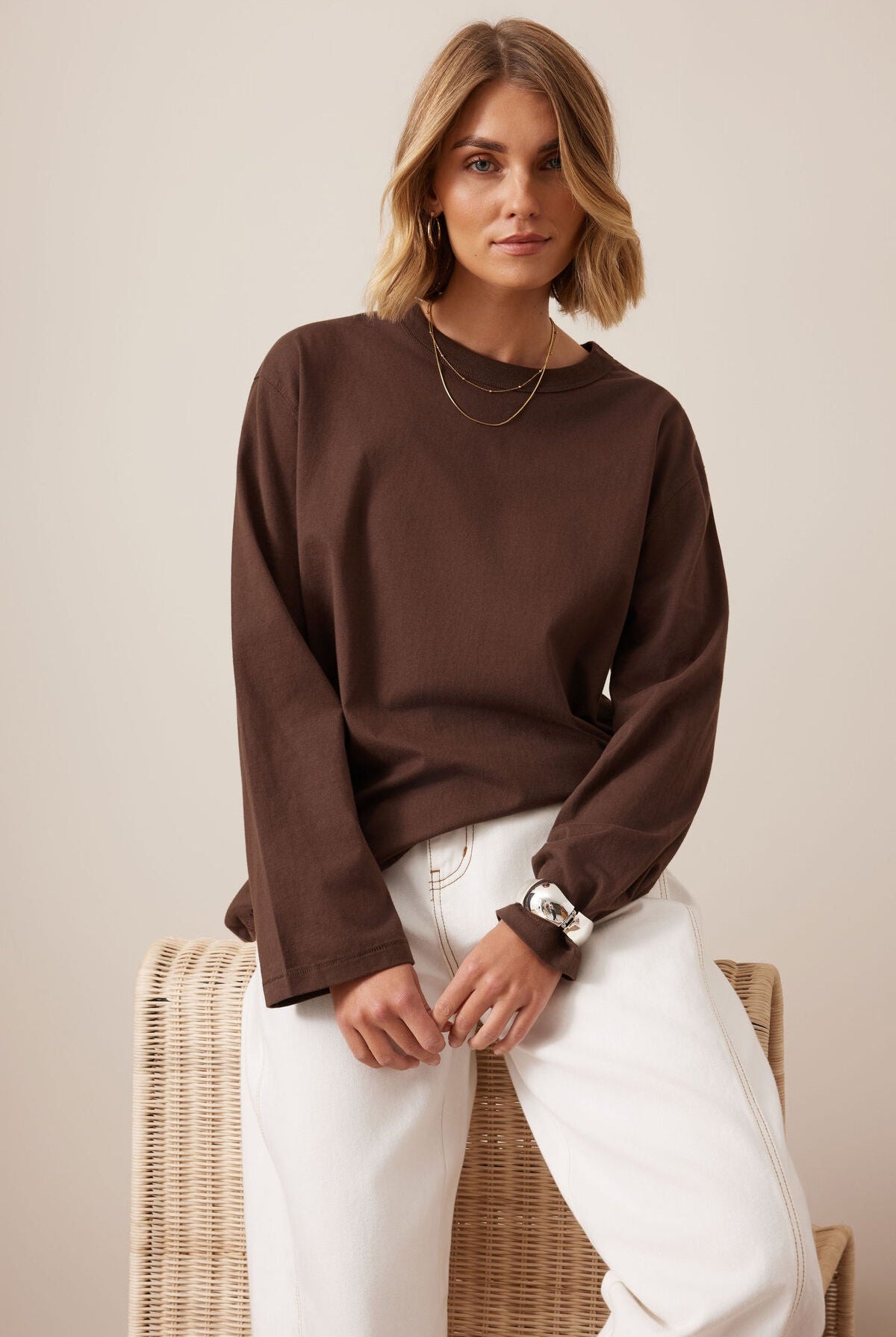 Buy Ceres Life - Finn Oversized Long Sleeve Tee - Chocolate by Ceres Life - at Hamish + Grace