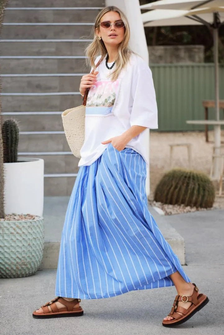 Buy Ceres Life - Florence Maxi Skirt - Oxford Blue White Stripe by Ceres Life - at Hamish + Grace