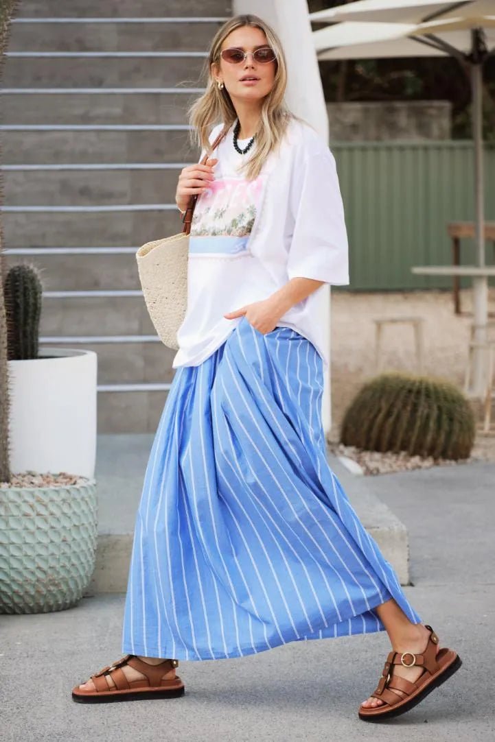 Buy Ceres Life - Florence Maxi Skirt - Oxford Blue White Stripe by Ceres Life - at Hamish + Grace