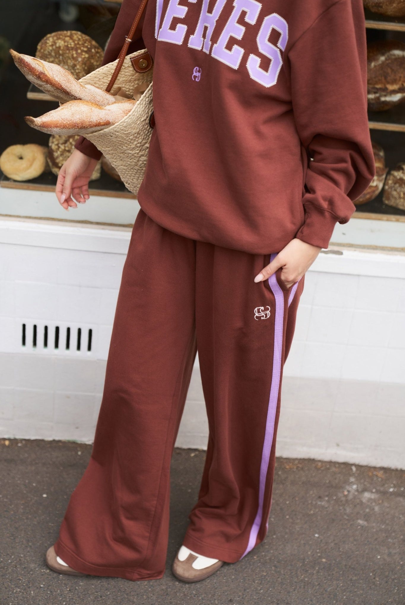 Buy Ceres Life - Gigi Wide Leg Terry Track pant - Burnt Toffee by Ceres Life - at Hamish + Grace