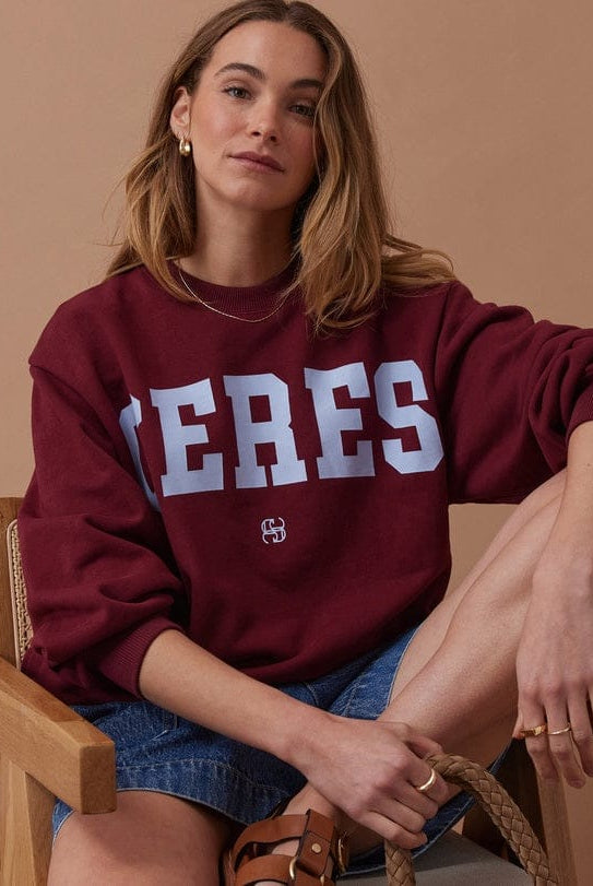 Buy Ceres Life - Isla Oversized Slouchy Crew Burgundy by Ceres Life - at Hamish + Grace