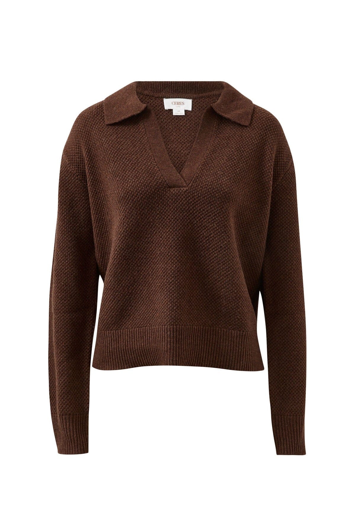 Buy Ceres Life - Kira Collared Knit - Chocolate by Ceres Life - at Hamish + Grace
