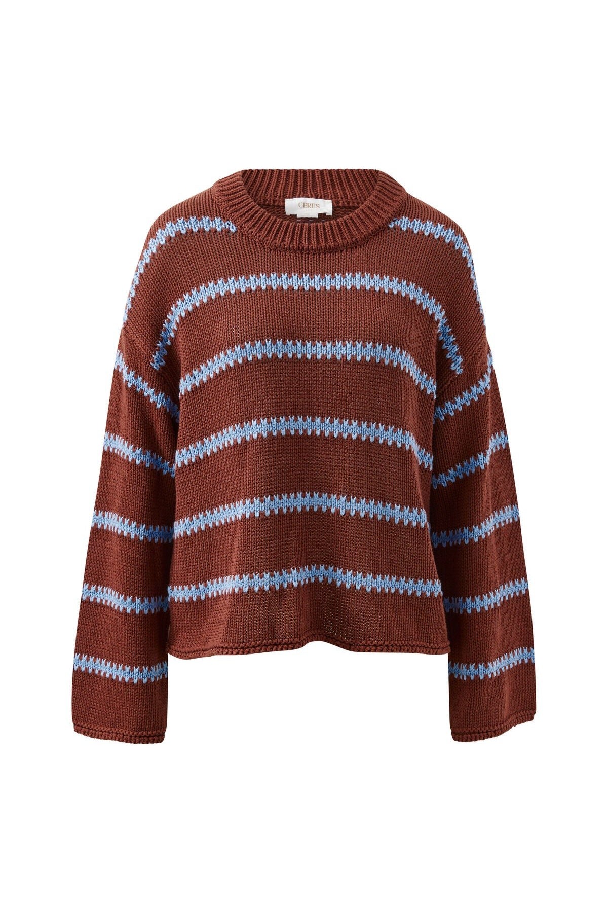 Buy Ceres Life - Lila Oversized Knit Crew - burnt toffee stripe by Ceres Life - at Hamish + Grace