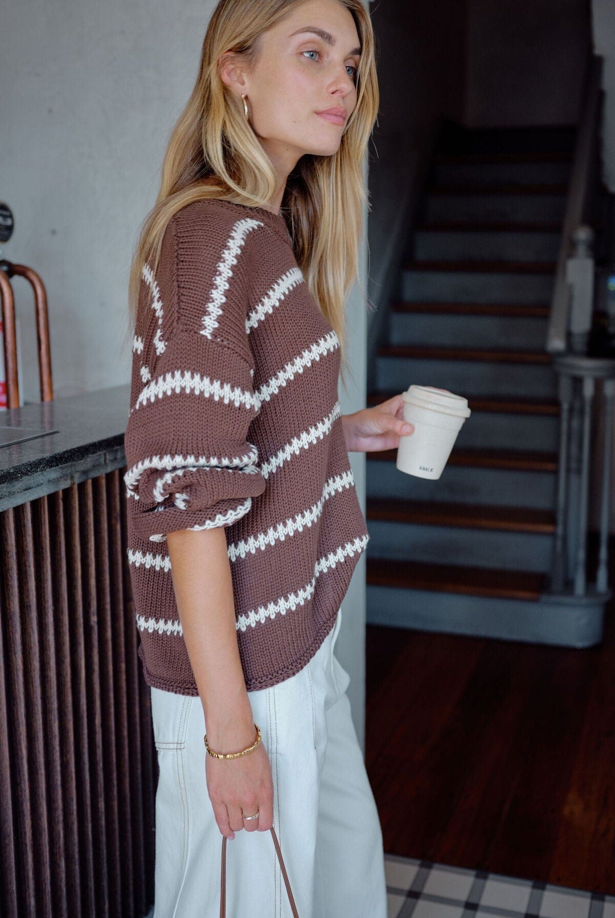Buy Ceres Life - Lila Oversized Knit Crew - Chocolate by Ceres Life - at Hamish + Grace