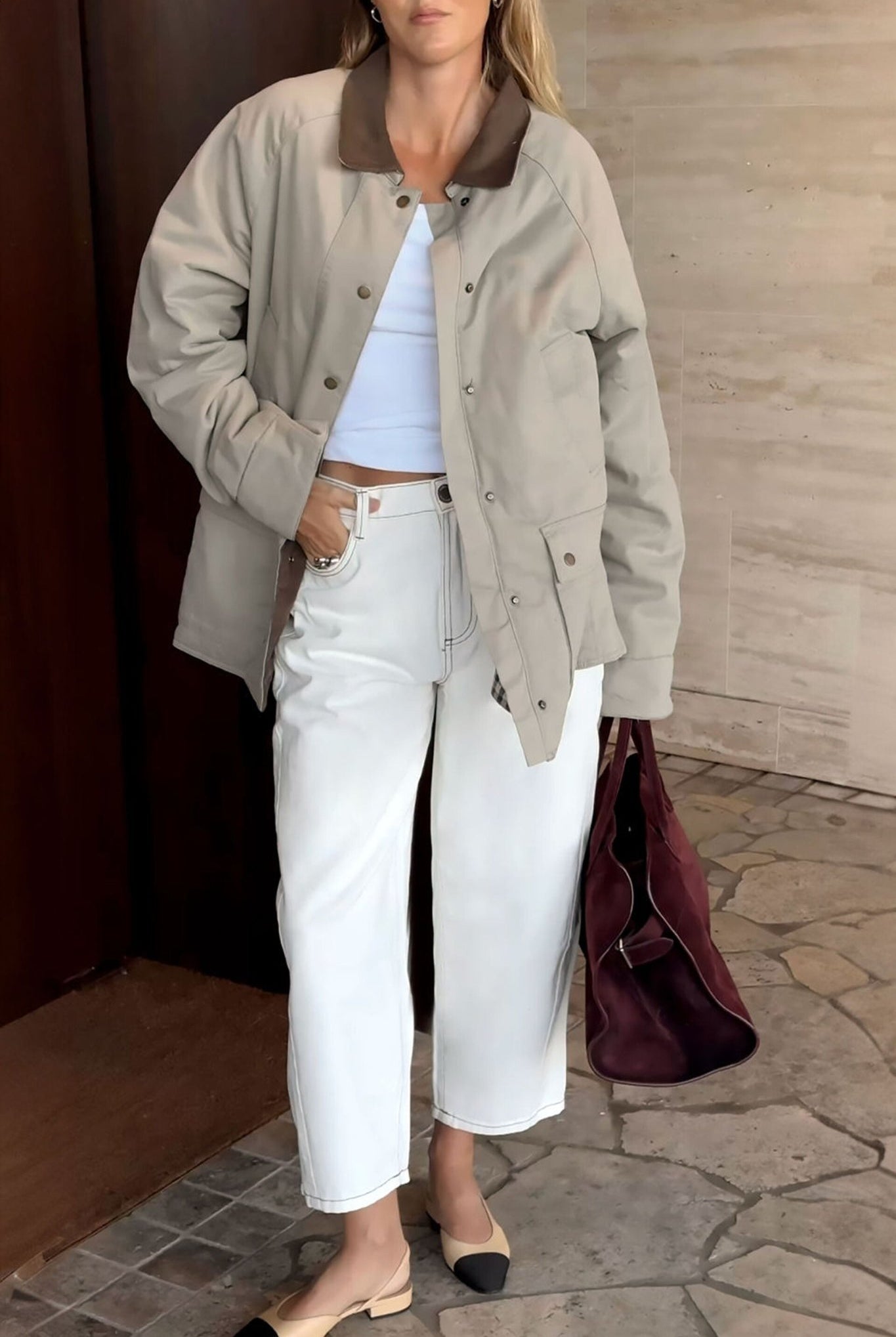 Buy Ceres Life - Maggie Tapered Barrel Jean Cream by Ceres Life - at Hamish + Grace