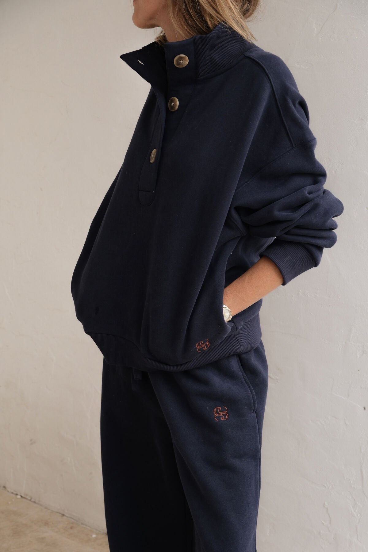 Buy Ceres Life - Marli Button Sweat - Heritage Navy by Ceres Life - at Hamish + Grace