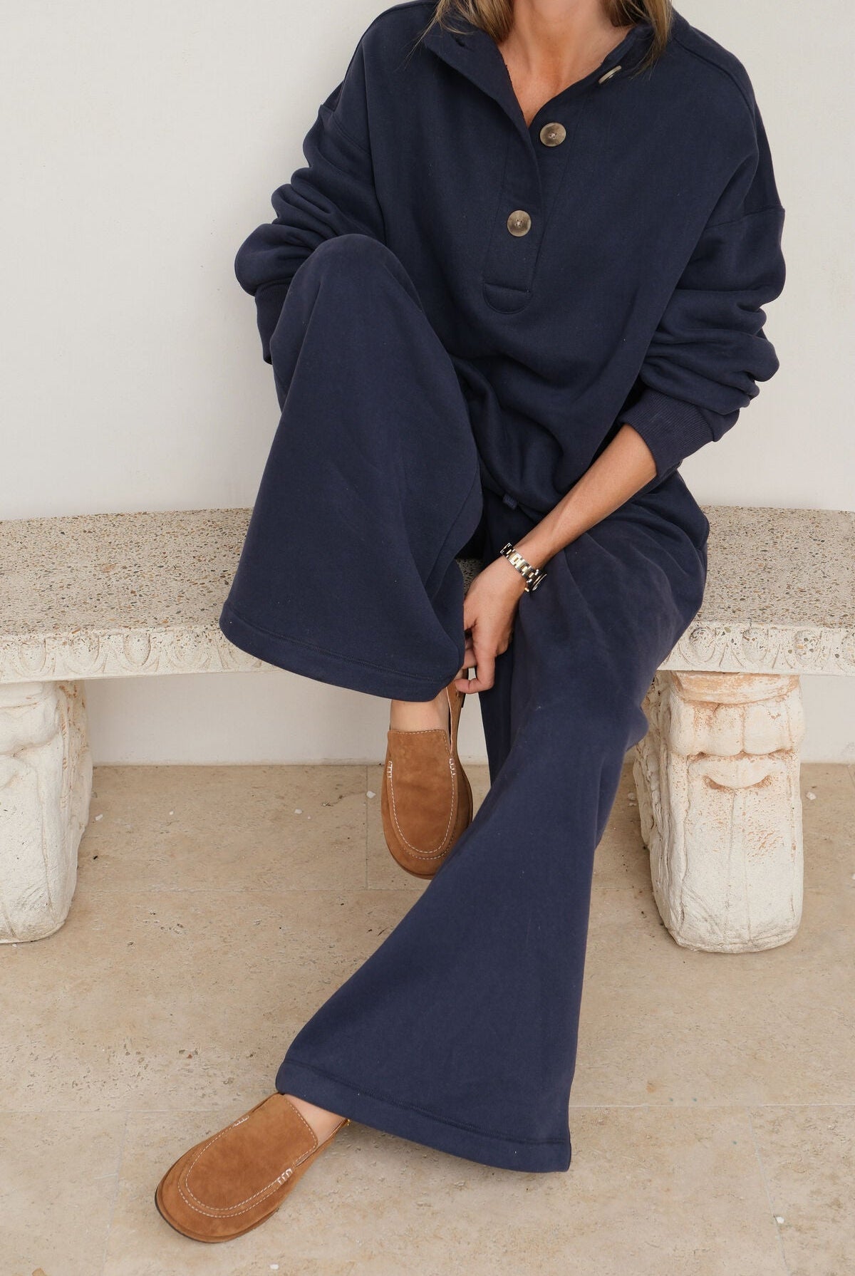 Buy Ceres Life - Marli Button Sweat - Heritage Navy by Ceres Life - at Hamish + Grace