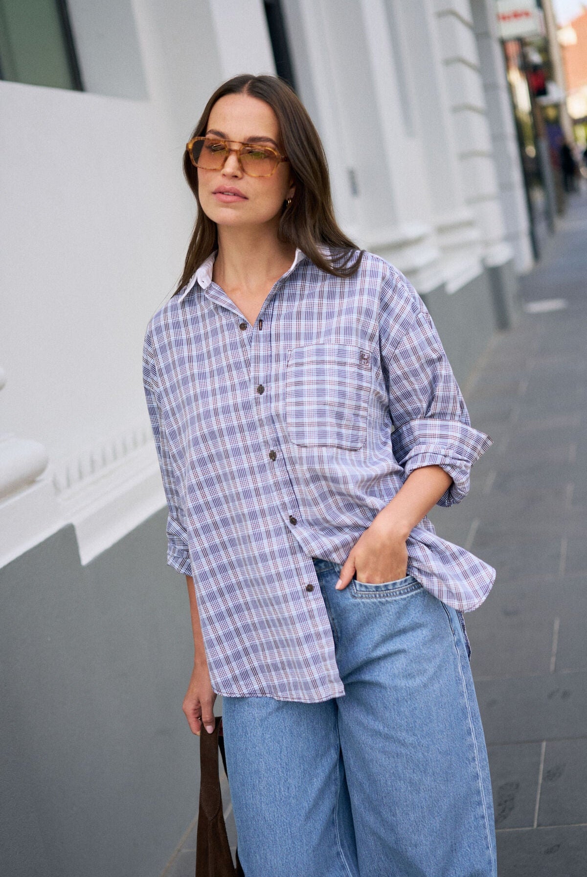 Buy Ceres Life - Peta Oversized Shirt - blue chocolate check by Ceres Life - at Hamish + Grace