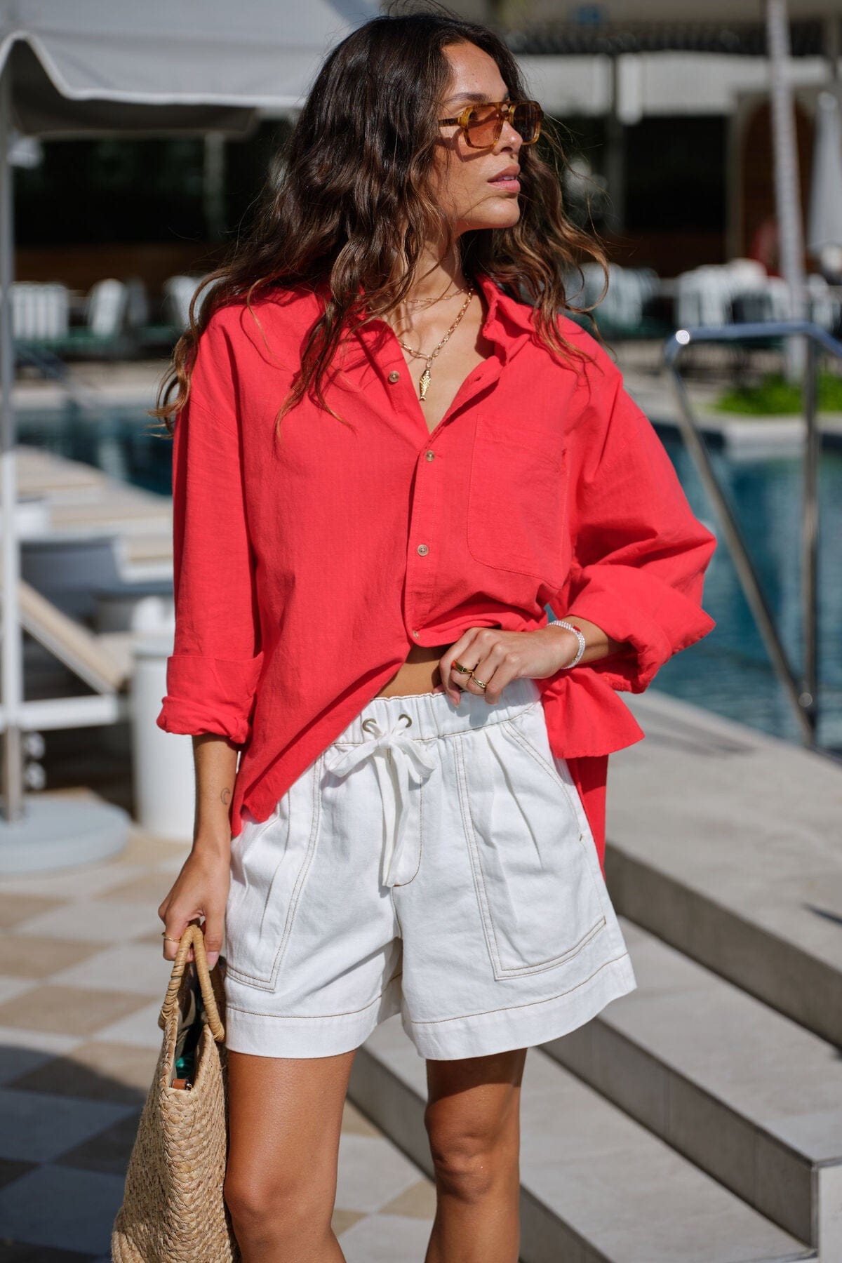 Buy Ceres Life - Peta Oversized Shirt - Red by Ceres Life - at Hamish + Grace