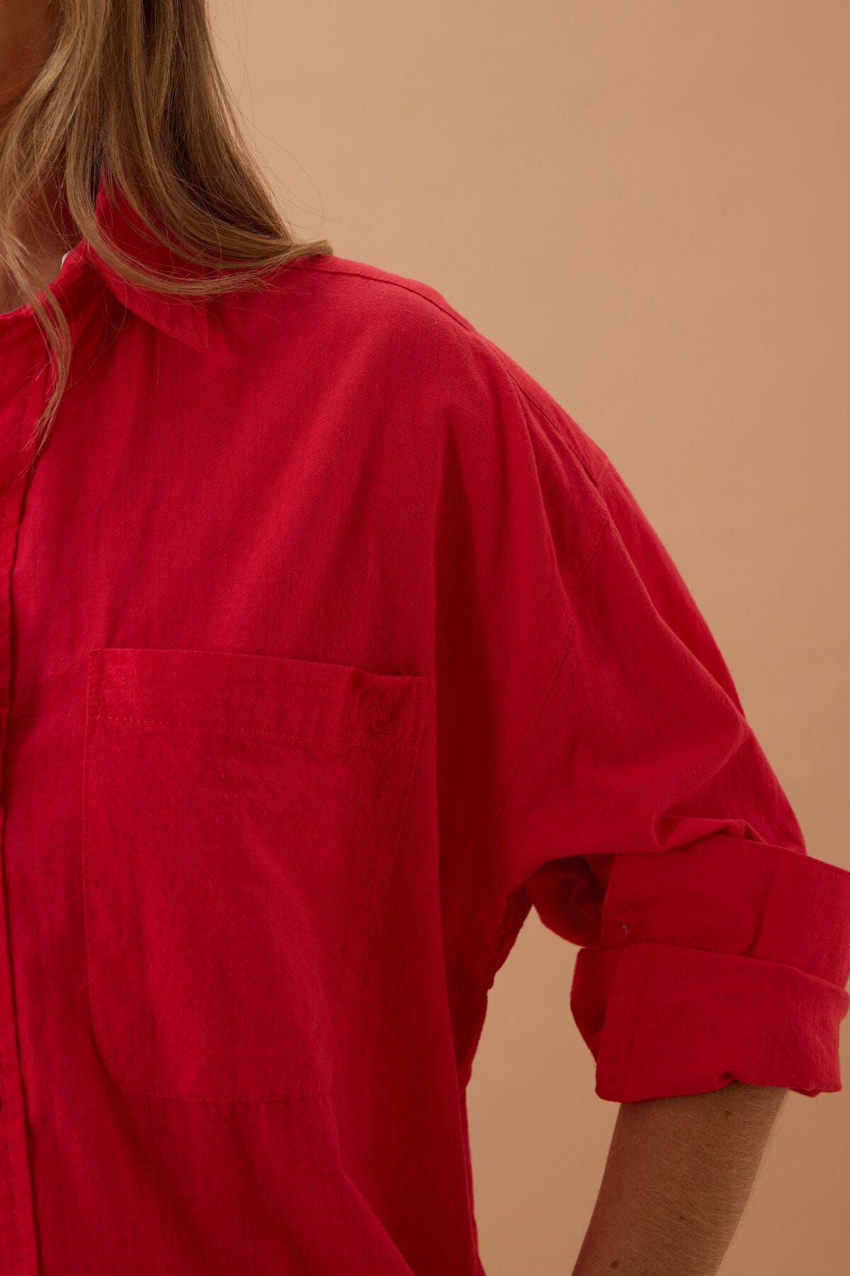 Buy Ceres Life - Peta Oversized Shirt - Red by Ceres Life - at Hamish + Grace
