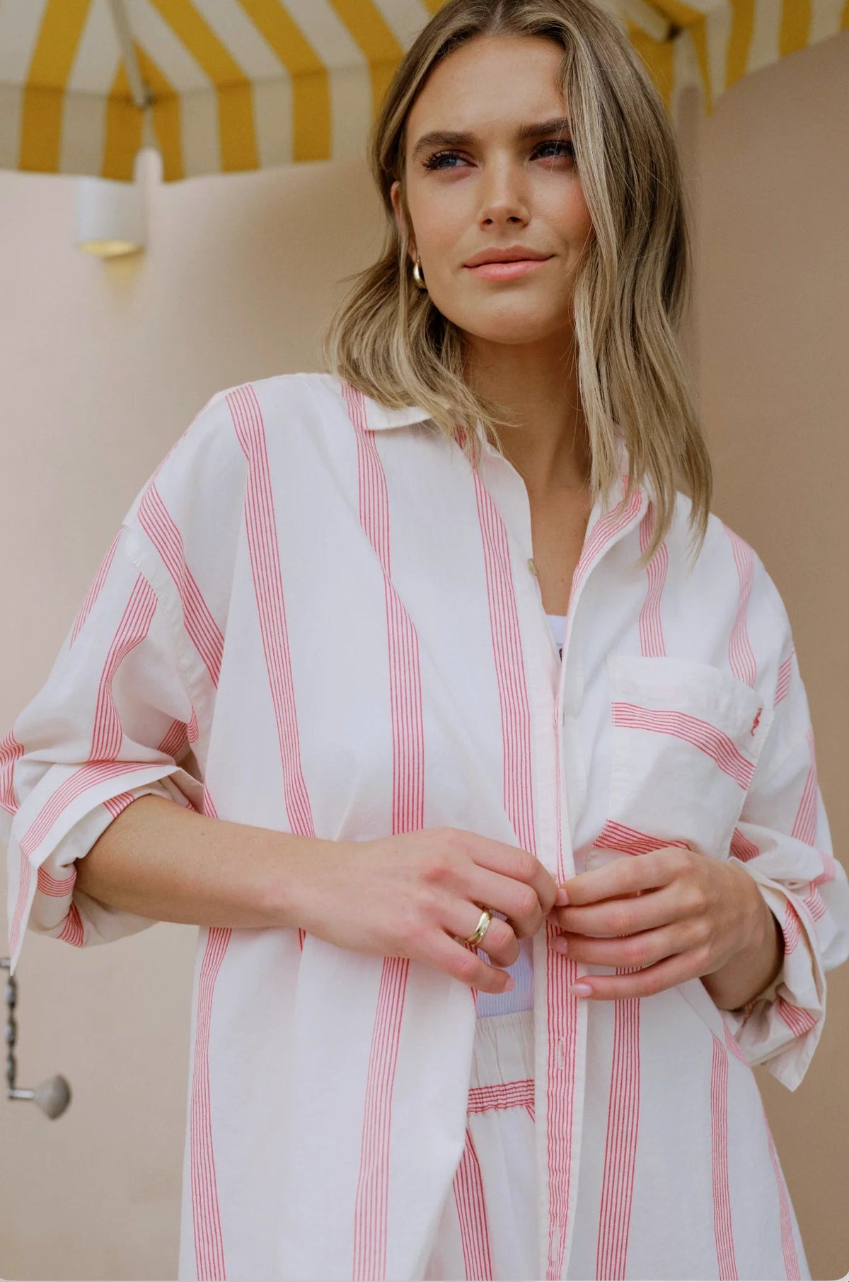 Buy Ceres Life - Peta Oversized Shirt - variegated red stripe by Ceres Life - at Hamish + Grace