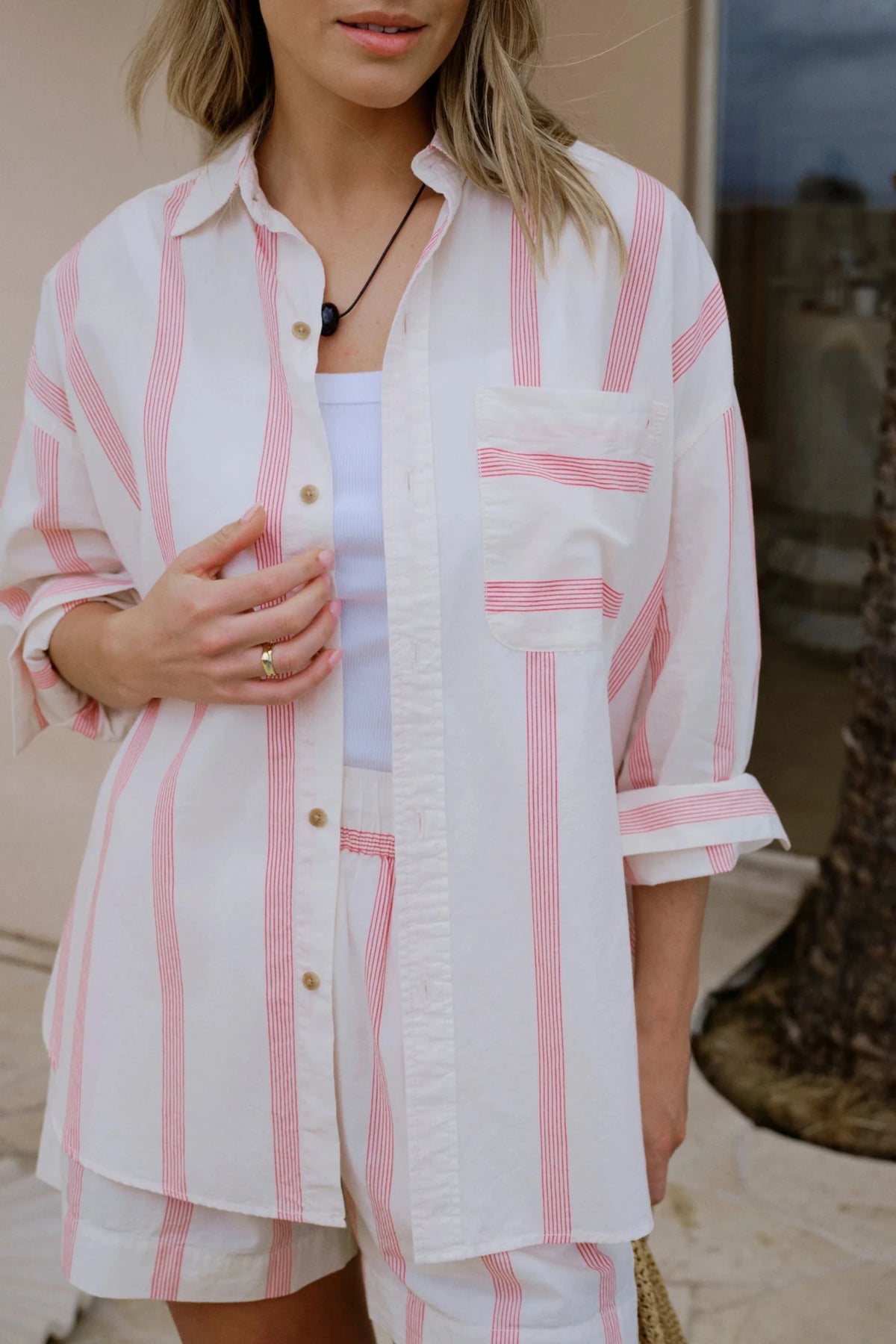 Buy Ceres Life - Peta Oversized Shirt - variegated red stripe by Ceres Life - at Hamish + Grace