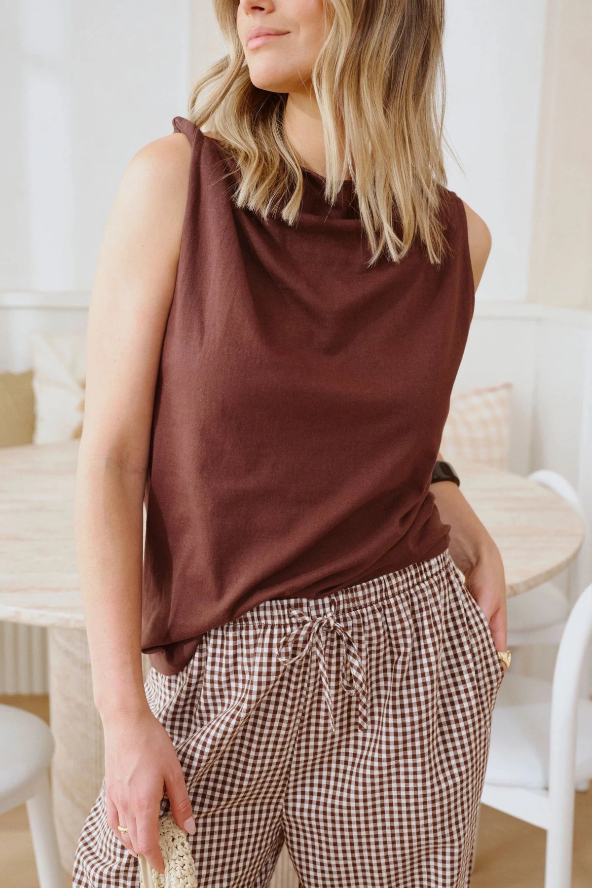 Buy Ceres Life - Resort Pant - Chocolate Gingham Check by Ceres Life - at Hamish + Grace