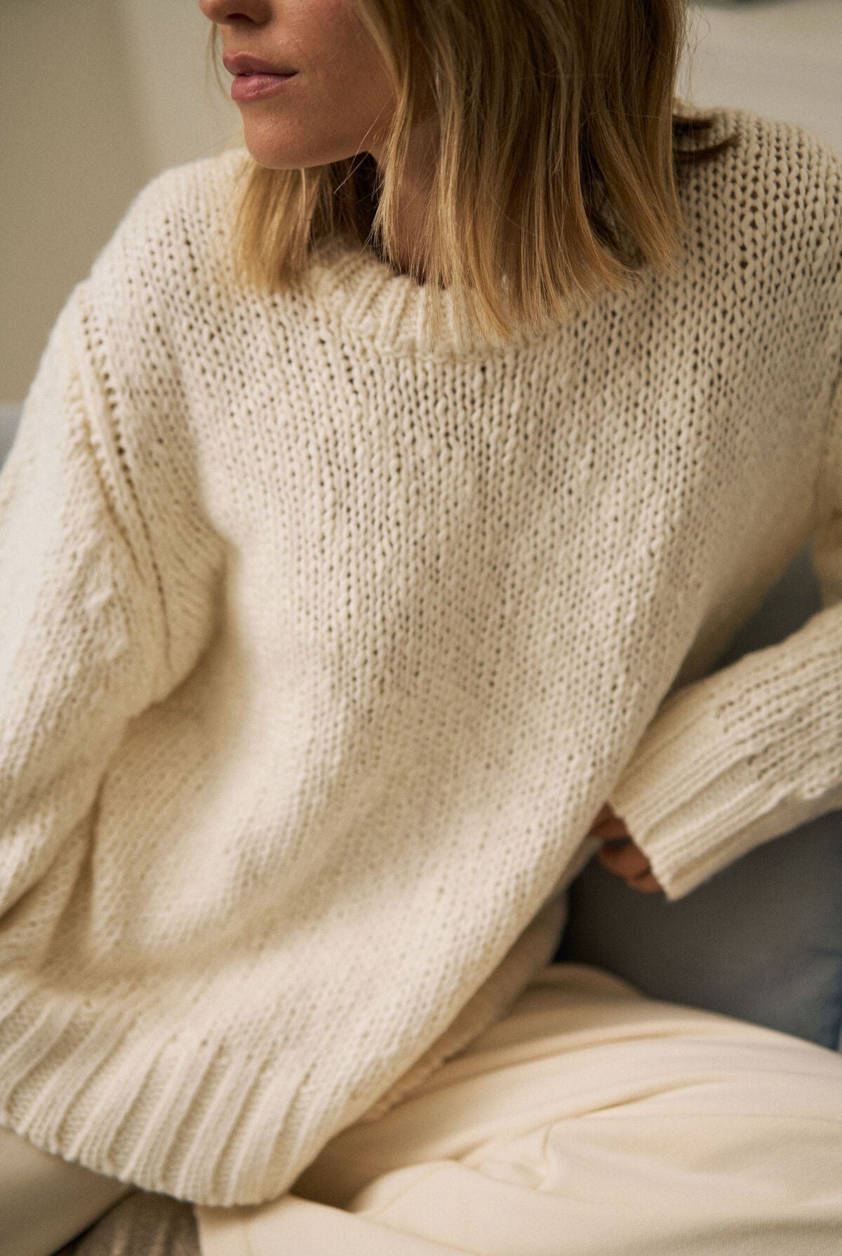 Buy Ceres Life - Sage Chunky Knit Crew - Marshmallow by Ceres Life - at Hamish + Grace