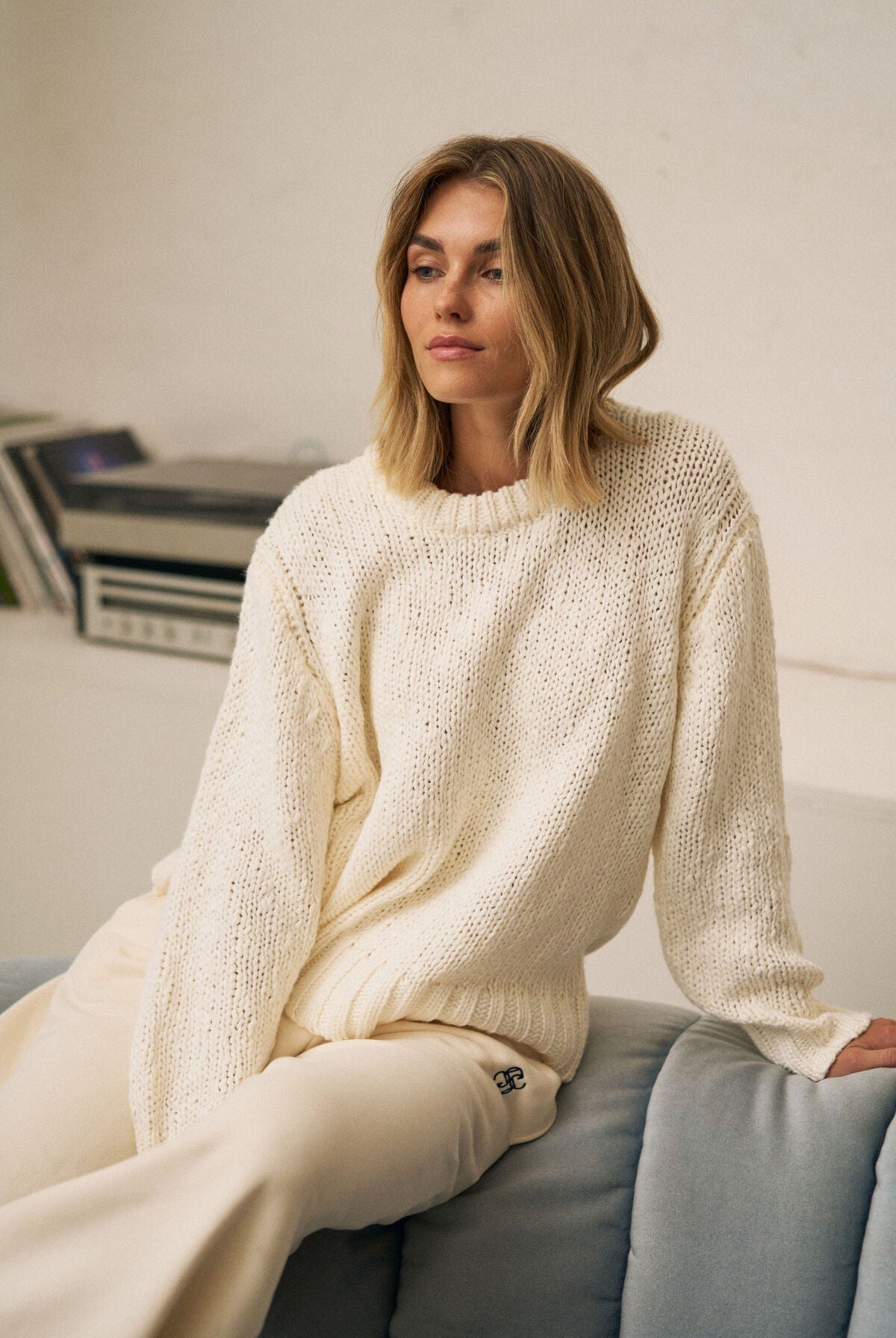 Buy Ceres Life - Sage Chunky Knit Crew - Marshmallow by Ceres Life - at Hamish + Grace