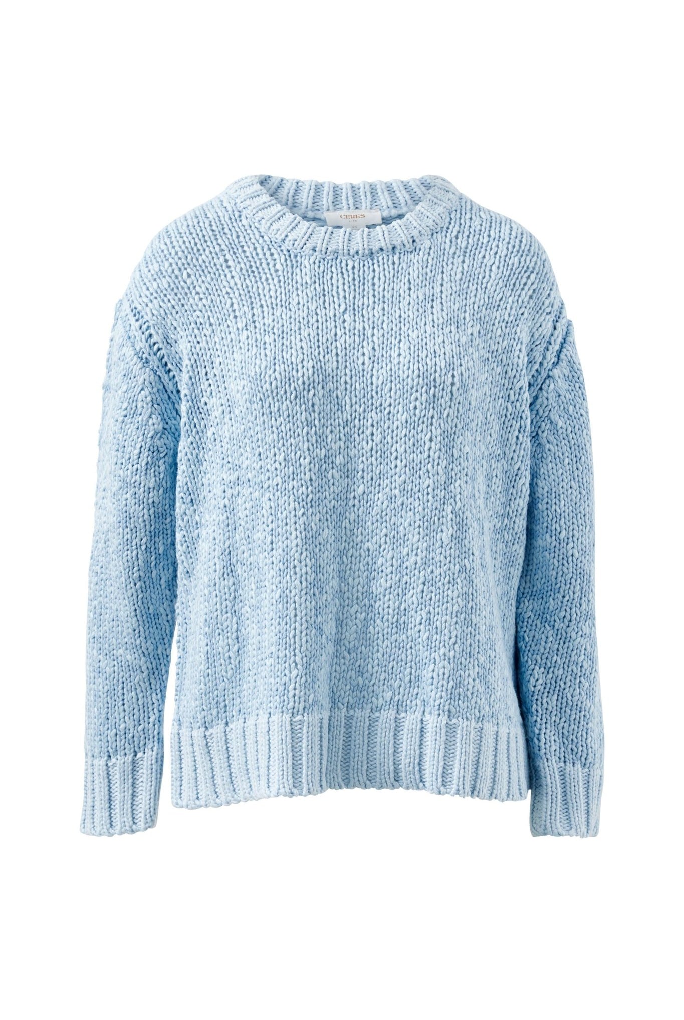 Buy Ceres Life - Sage Chunky Knit Crew - Sky Blue by Ceres Life - at Hamish + Grace