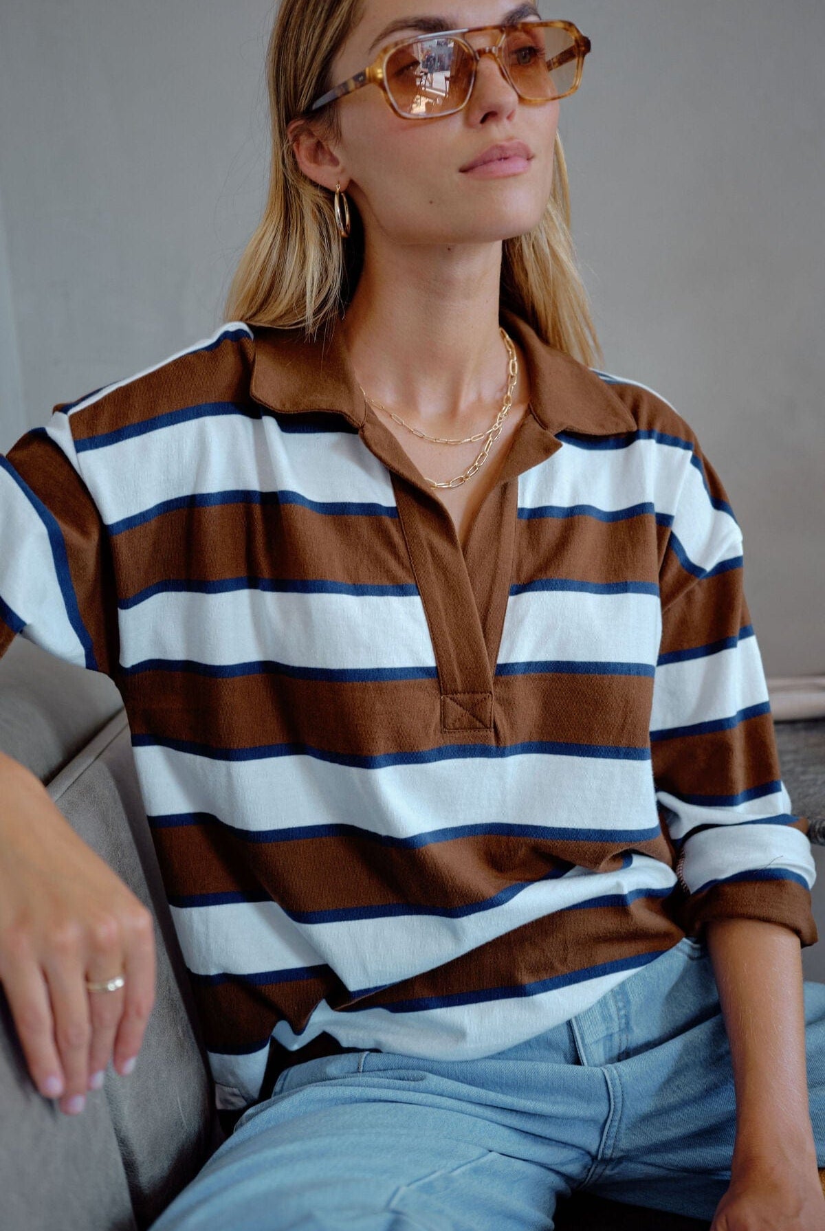 Buy Ceres Life - Shelby Slouchy Rugby Top - Toffee by Ceres Life - at Hamish + Grace