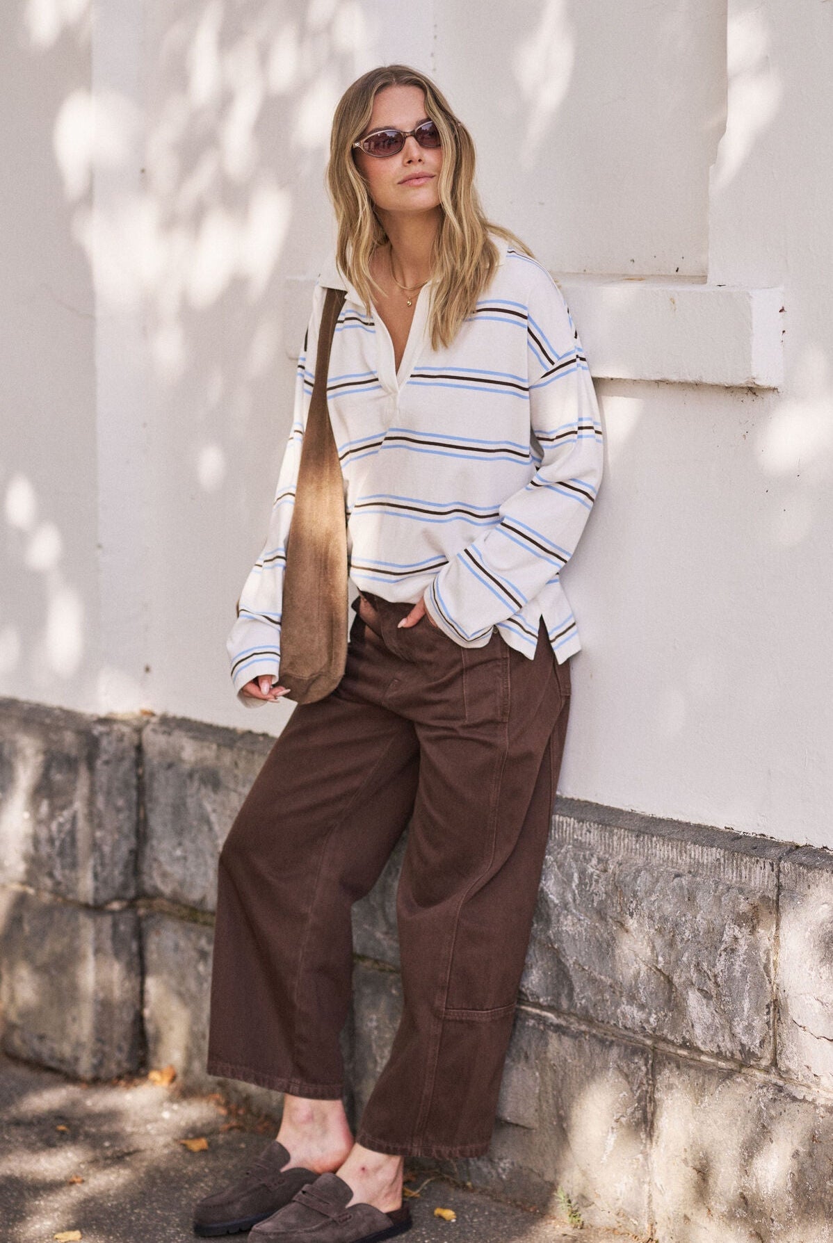 Buy Ceres Life - Shelby Slouchy Rugby Top - vanilla/brunette brown stripe by Ceres Life - at Hamish + Grace
