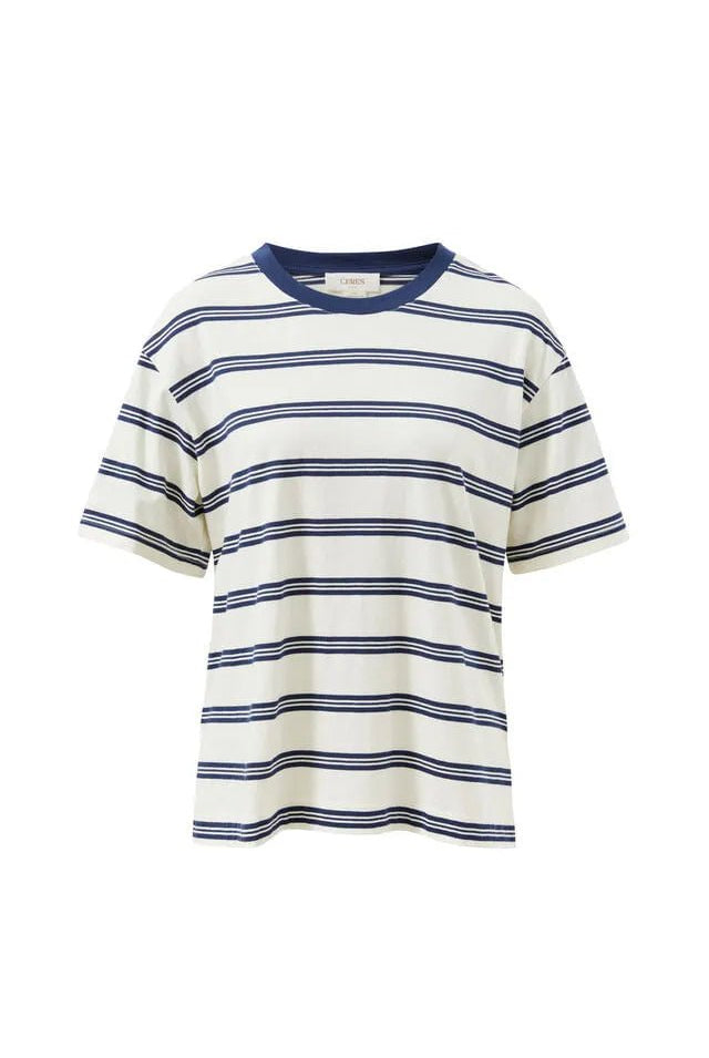Buy Ceres Life - Stevie Slouchy Tee - Milk/Heritage Navy Stripe by Ceres Life - at Hamish + Grace