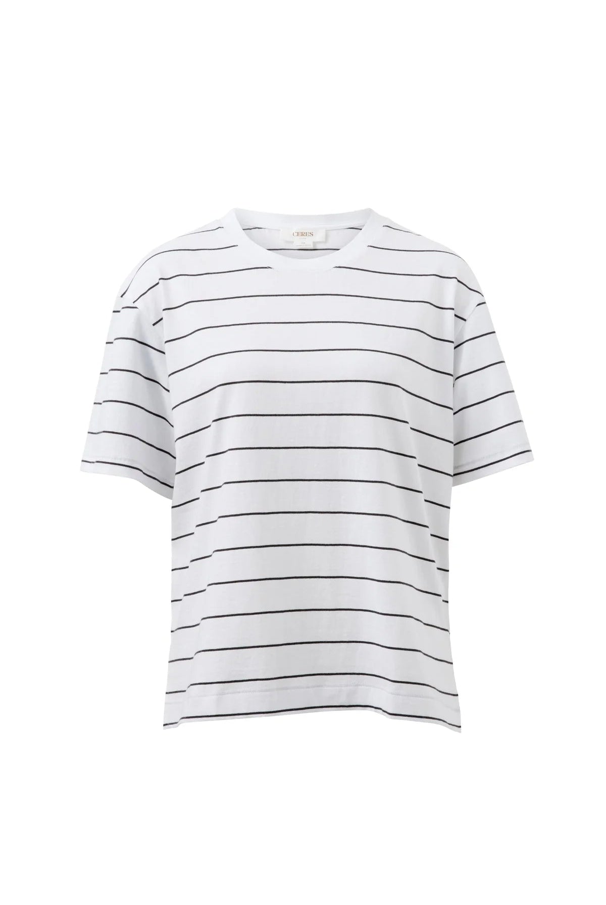 Buy Ceres Life - Stevie Slouchy Tee - white/phantom stripe by Ceres Life - at Hamish + Grace