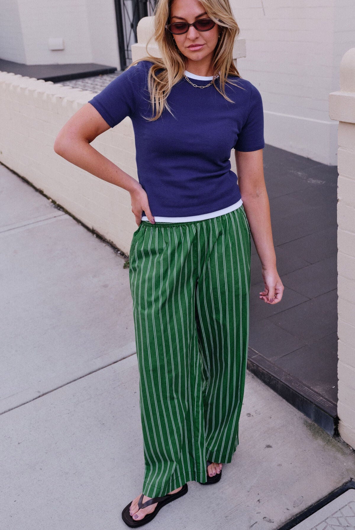 Buy Ceres Life - The Lounge Pant - Green Stripe by Ceres Life - at Hamish + Grace