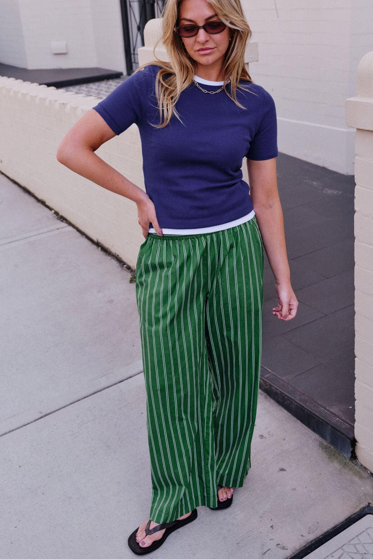 Buy Ceres Life - The Lounge Pant - Green Stripe by Ceres Life - at Hamish + Grace