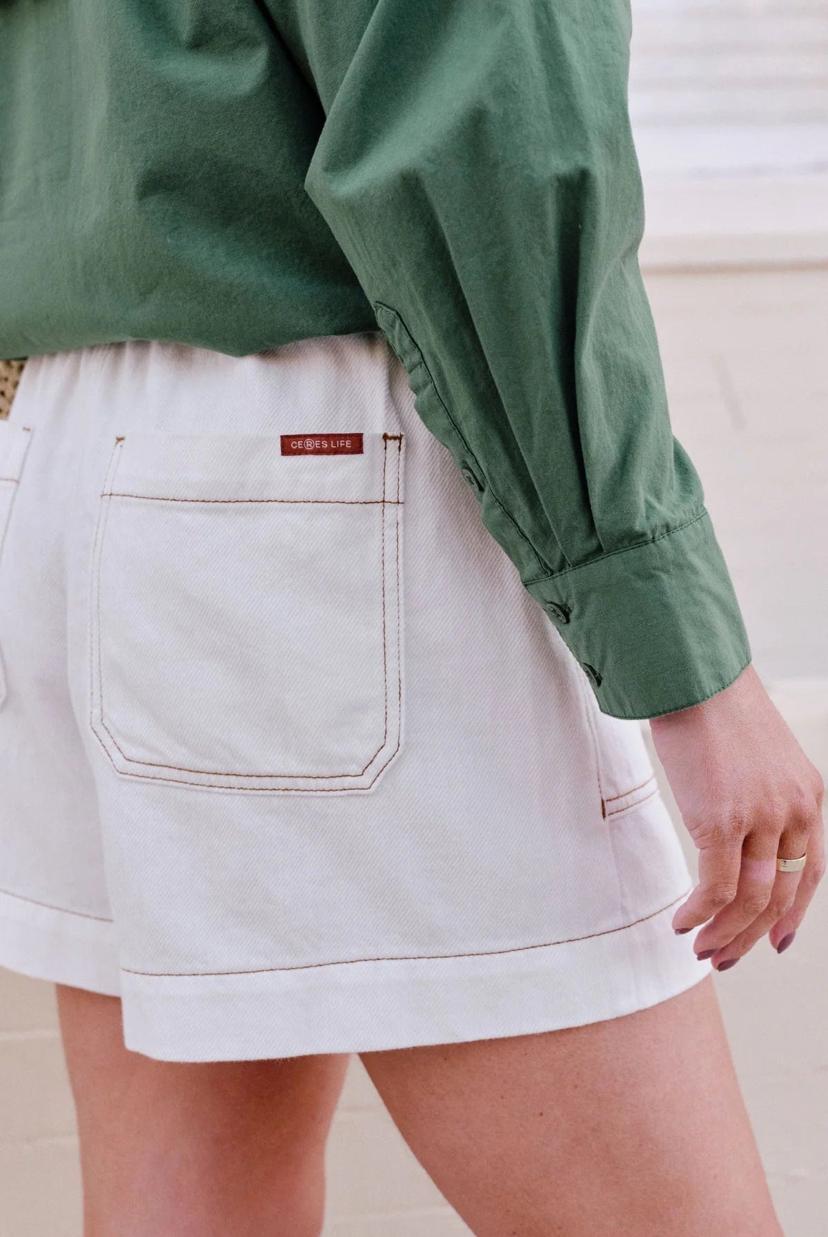 Buy Ceres Life - Weekender Short - Ecru by Ceres Life - at Hamish + Grace