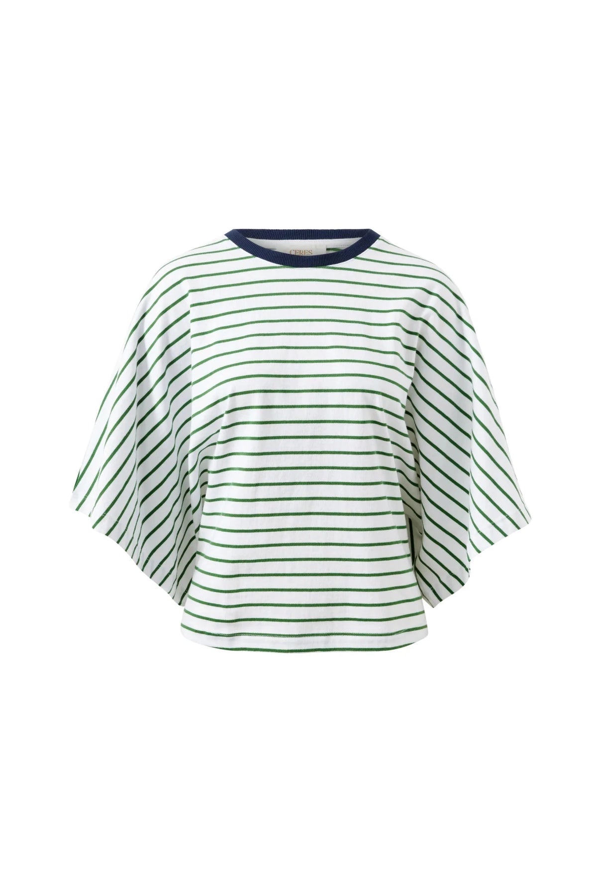 Buy Ceres - Lucy Relaxed Sleeve Tee - basil/white stripe by Ceres Life - at Hamish + Grace