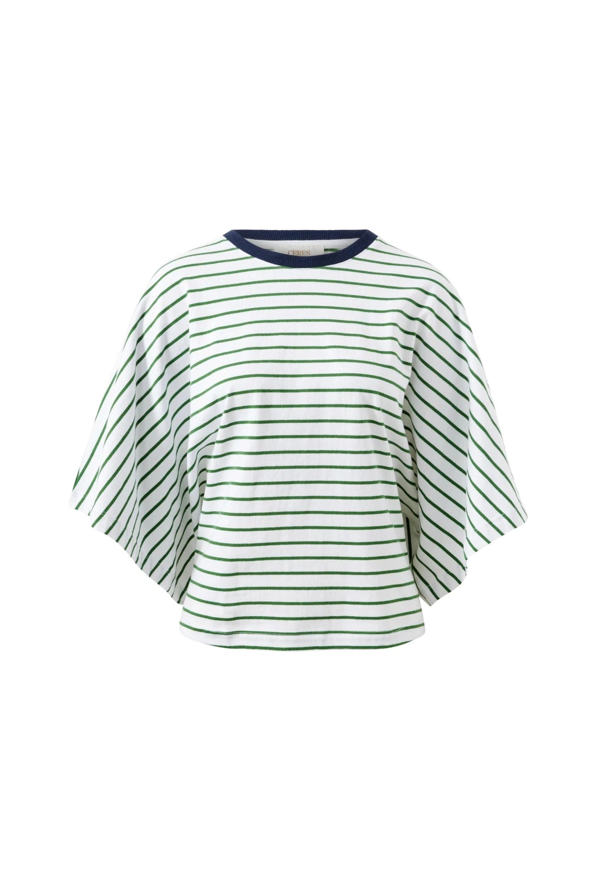 Buy Ceres - Lucy Relaxed Sleeve Tee - basil/white stripe by Ceres Life - at Hamish + Grace