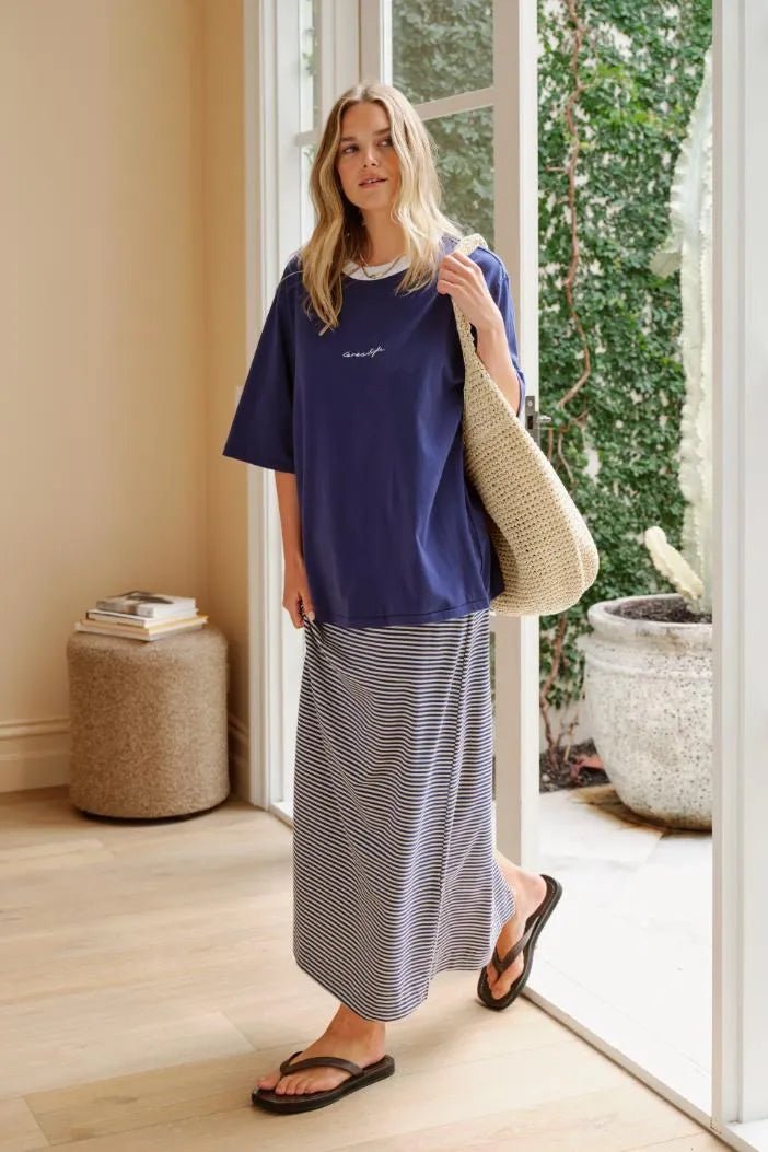 Buy Ceres - Luna Relaxed Tee/Prussian Blue/Ceres Script Embroidery by Ceres Life - at Hamish + Grace