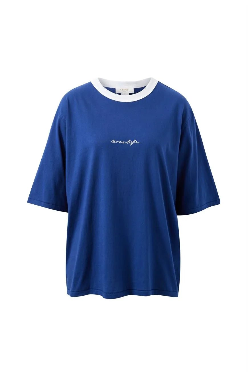 Buy Ceres - Luna Relaxed Tee/Prussian Blue/Ceres Script Embroidery by Ceres Life - at Hamish + Grace