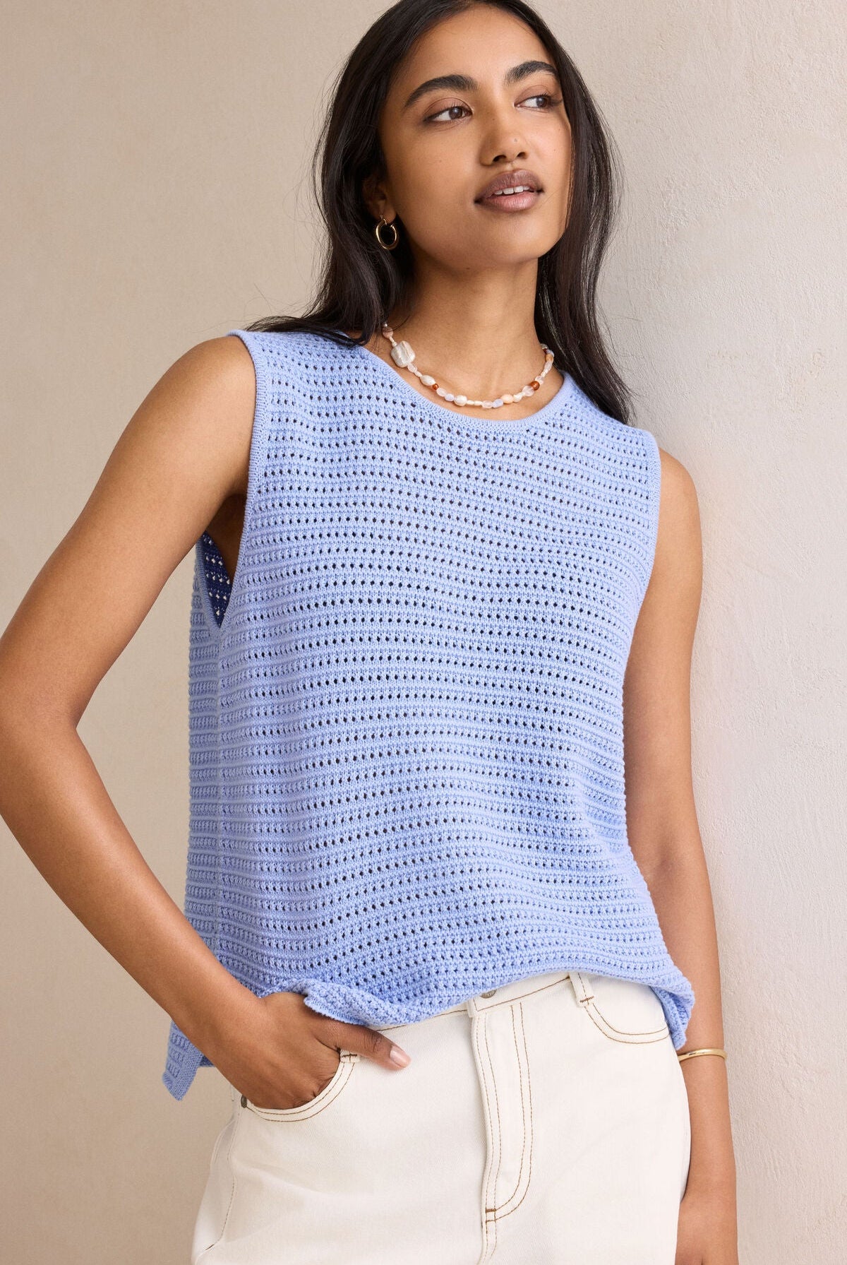Buy Ceres - Margot Mesh Knit Tank - Sky Blue by Ceres Life - at Hamish + Grace