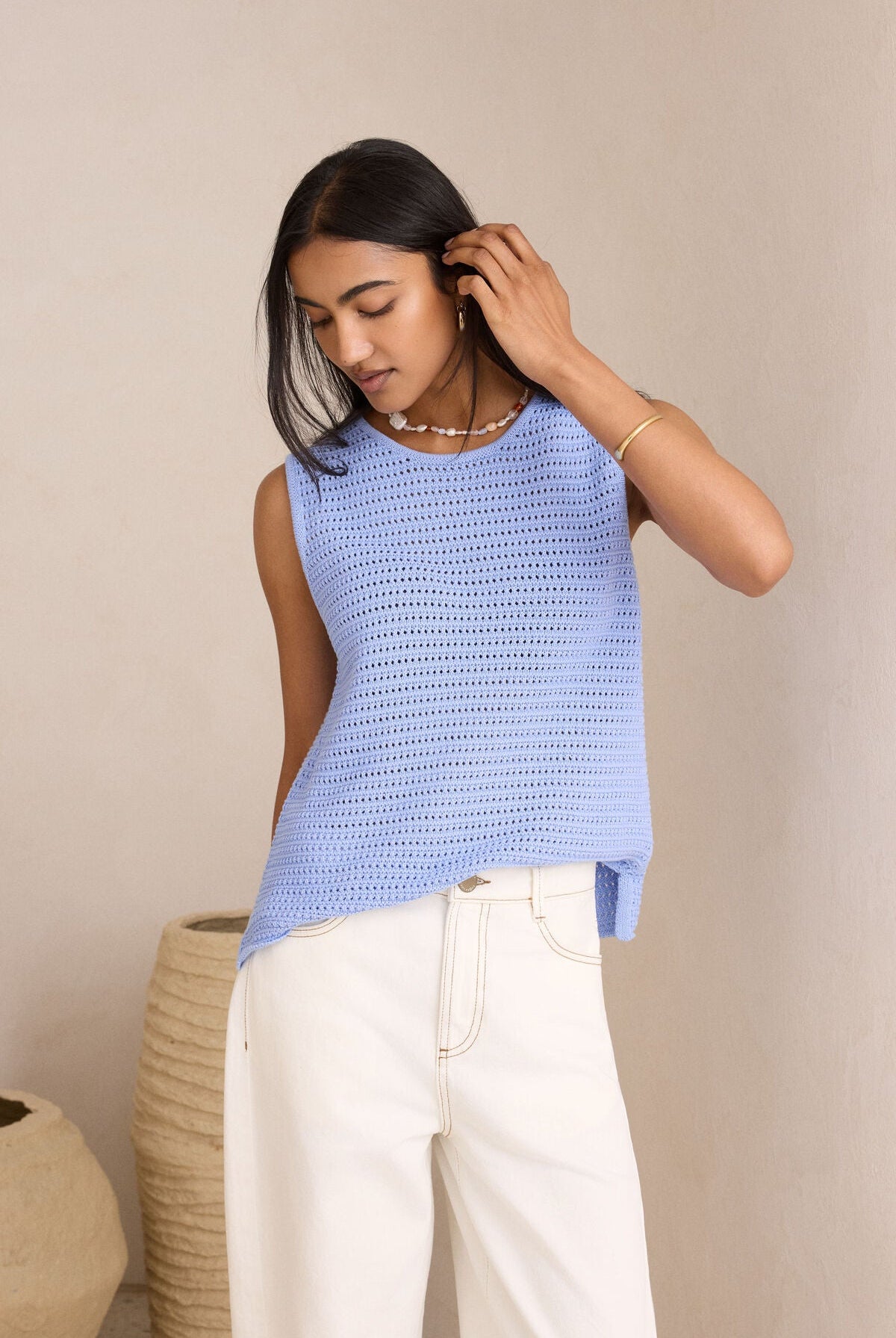 Buy Ceres - Margot Mesh Knit Tank - Sky Blue by Ceres Life - at Hamish + Grace