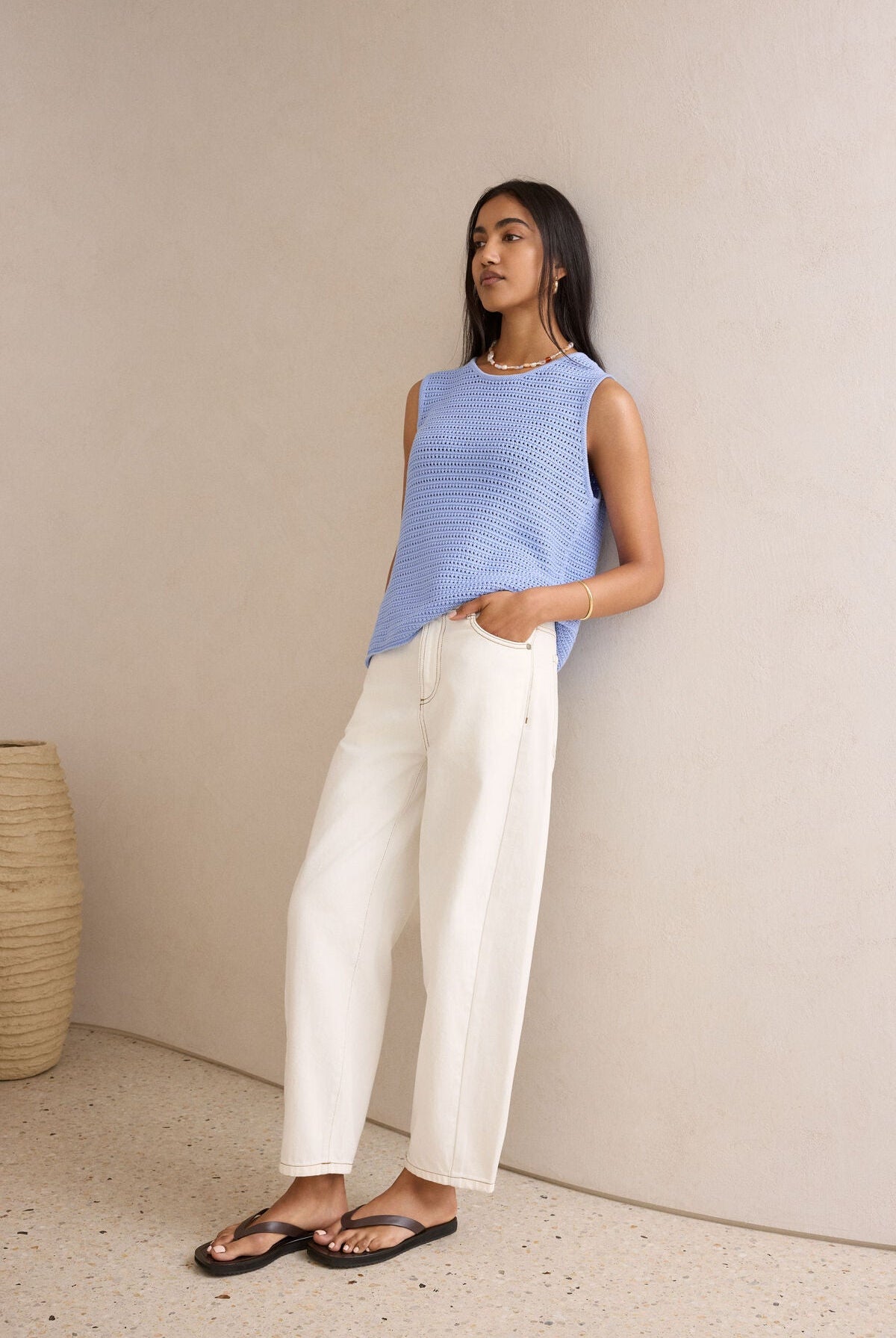 Buy Ceres - Margot Mesh Knit Tank - Sky Blue by Ceres Life - at Hamish + Grace
