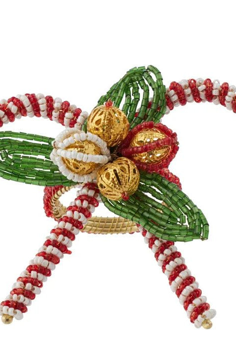 Buy Coast to Coast - Beaded Candy Canes Napkin Ring Acrylic 10cm Red/Green by Coast to Coast - at Hamish + Grace