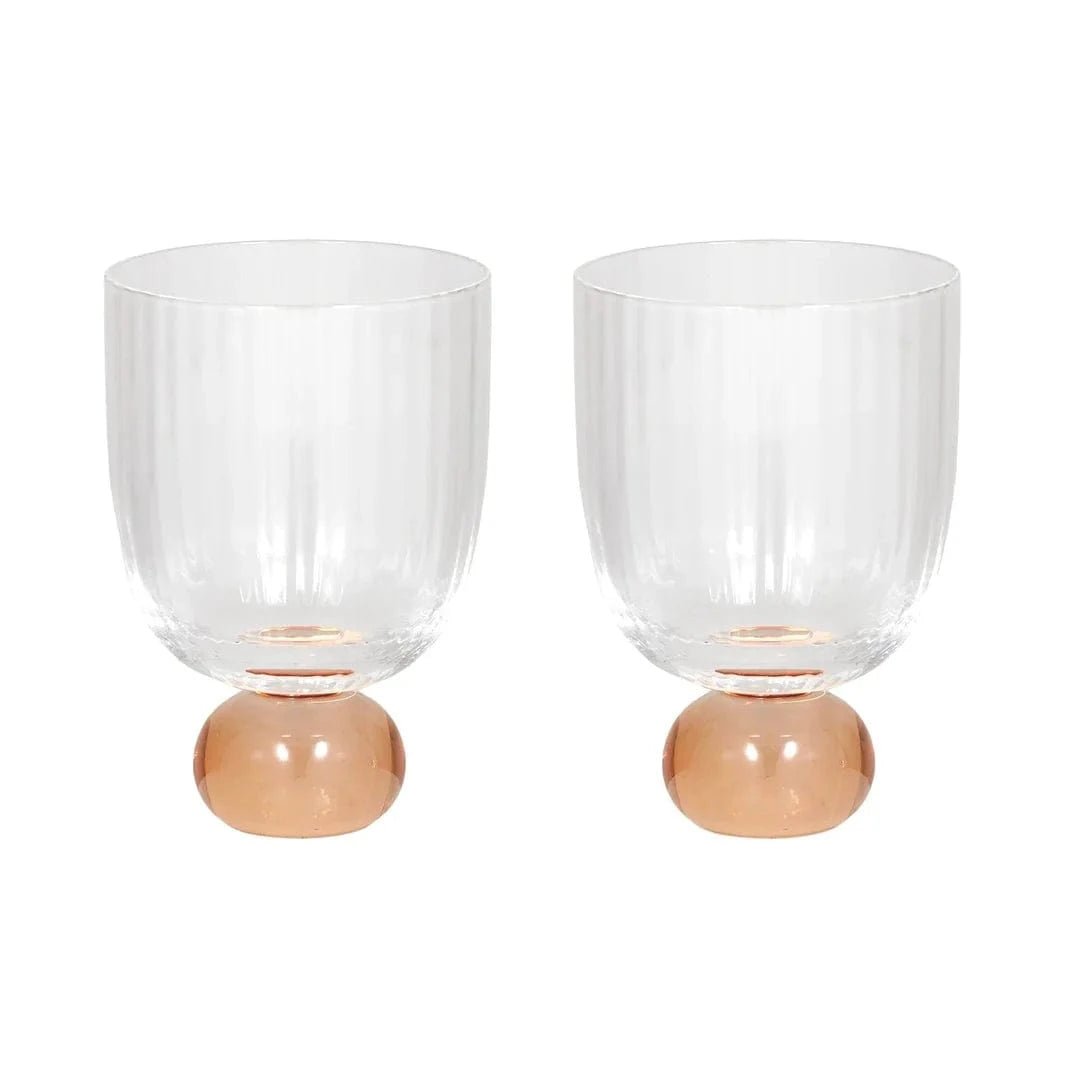Buy Coast to Coast - Giselle Ribbed Goblet Glasses - Peach by Coast to Coast - at Hamish + Grace